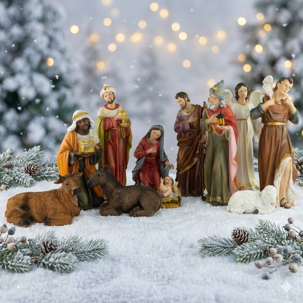 dekoprojekt Krippenfigur Krippenfiguren 12-tlg. K 276 (Set, 12 St., 12-tlg), große handbemalte Krippenfiguren