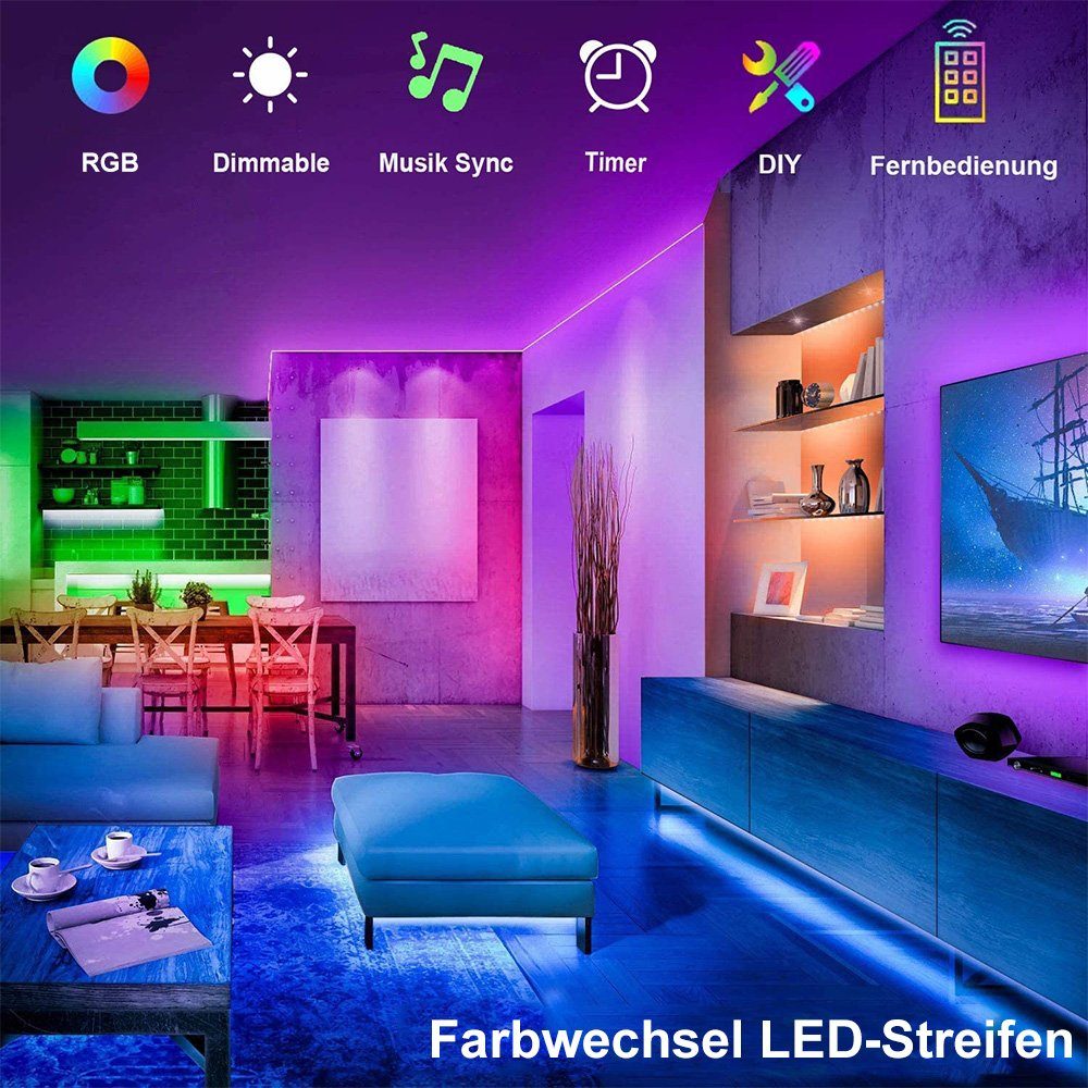 zggzerg LED Musik Stripe Wasserdicht App Fernbedienung und mit 5M, RGB Strip Streifen Led
