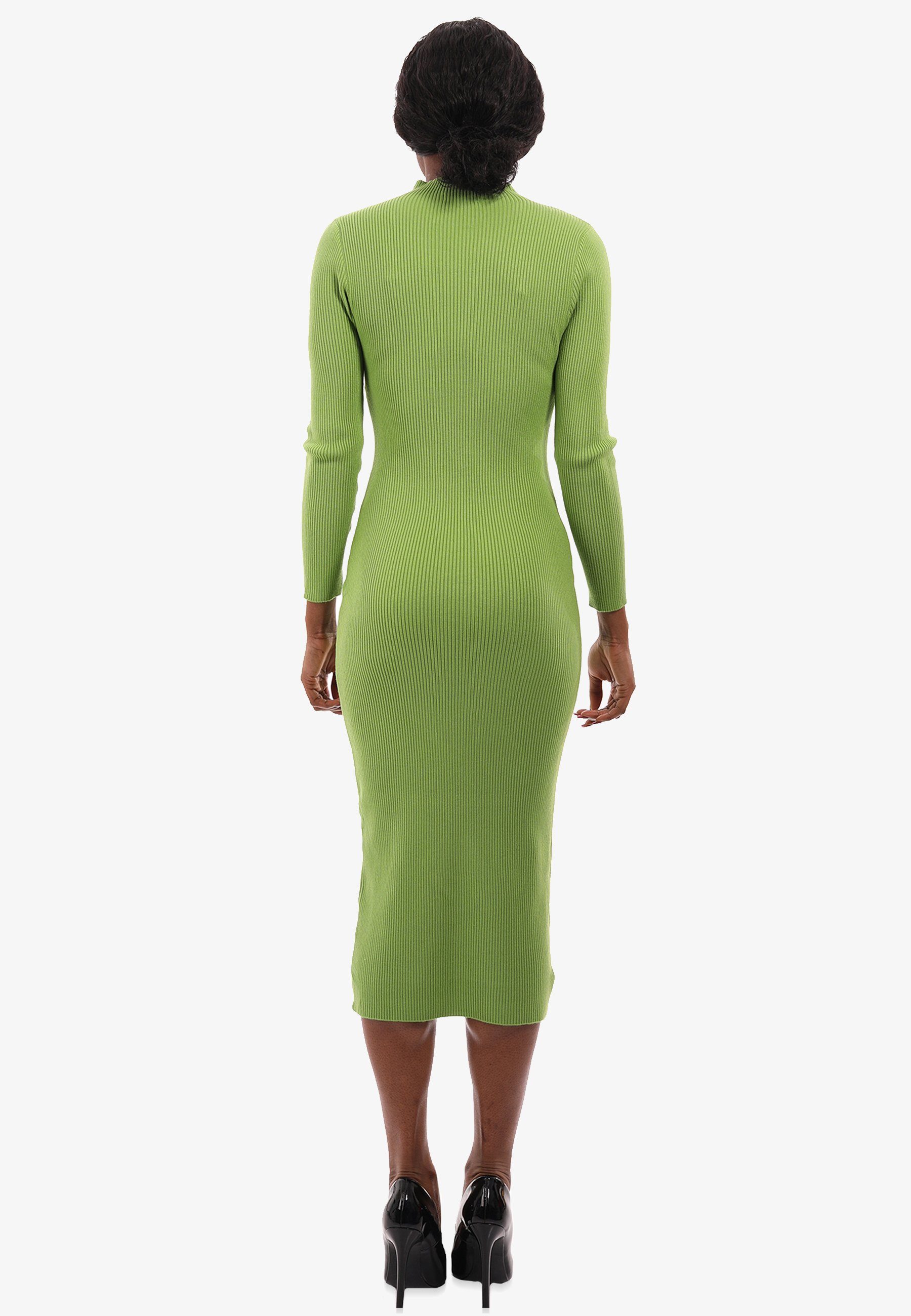 grün KNIT mit Stehkragen Unifarbe Strickkleid Strickkleid (1-tlg) DRESS Style & YC in Fashion