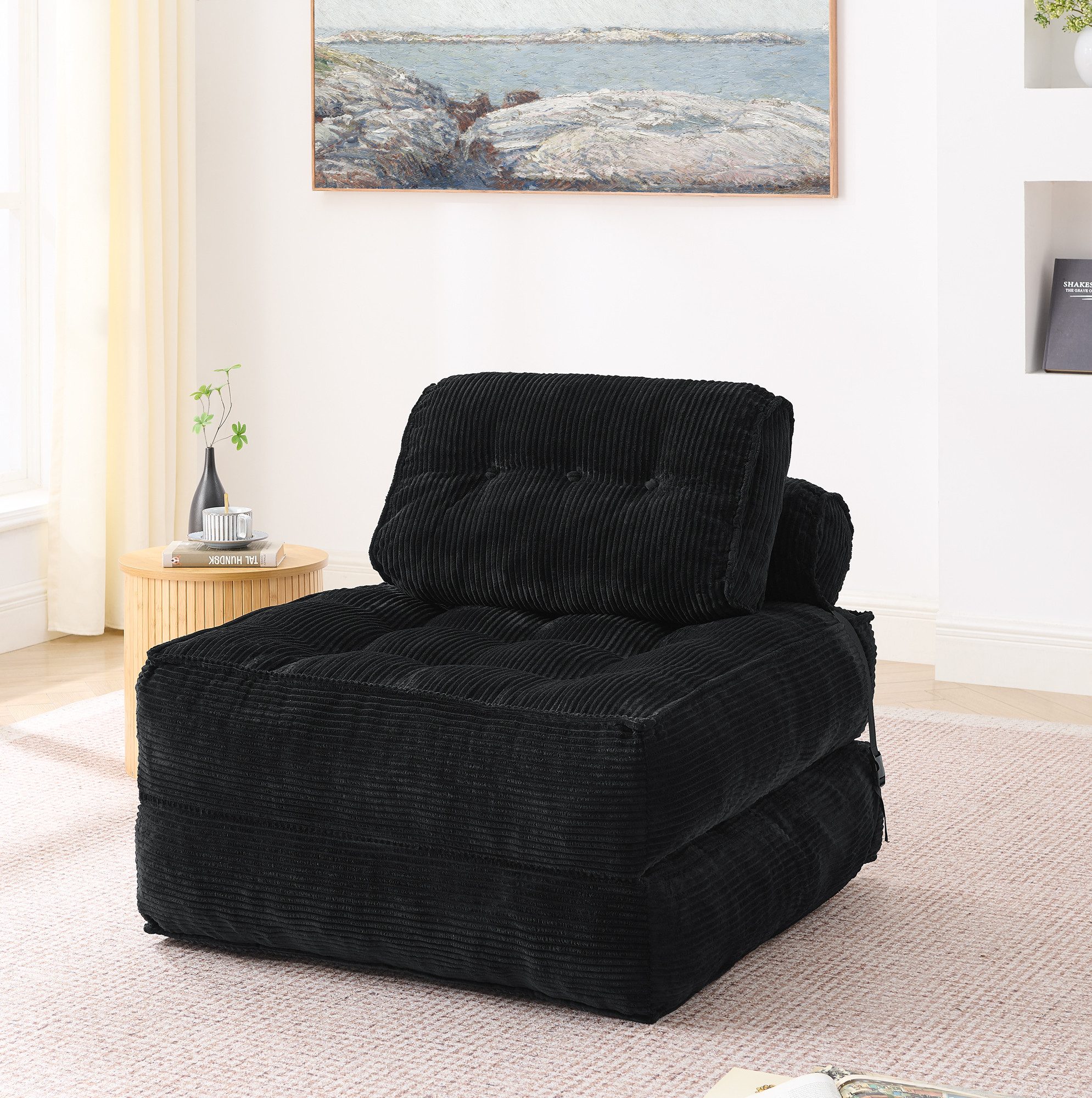 STILVORA Sitzsack Schlafsofa Einzelsessel Lazy Sofas Klappbarer 2-in-1 Bodensessel (Hochelastischer Schaum, bequem, formstabil, platzsparend), für Wohnzimmer, Schlafzimmer, Büro, kleine Wohnungen