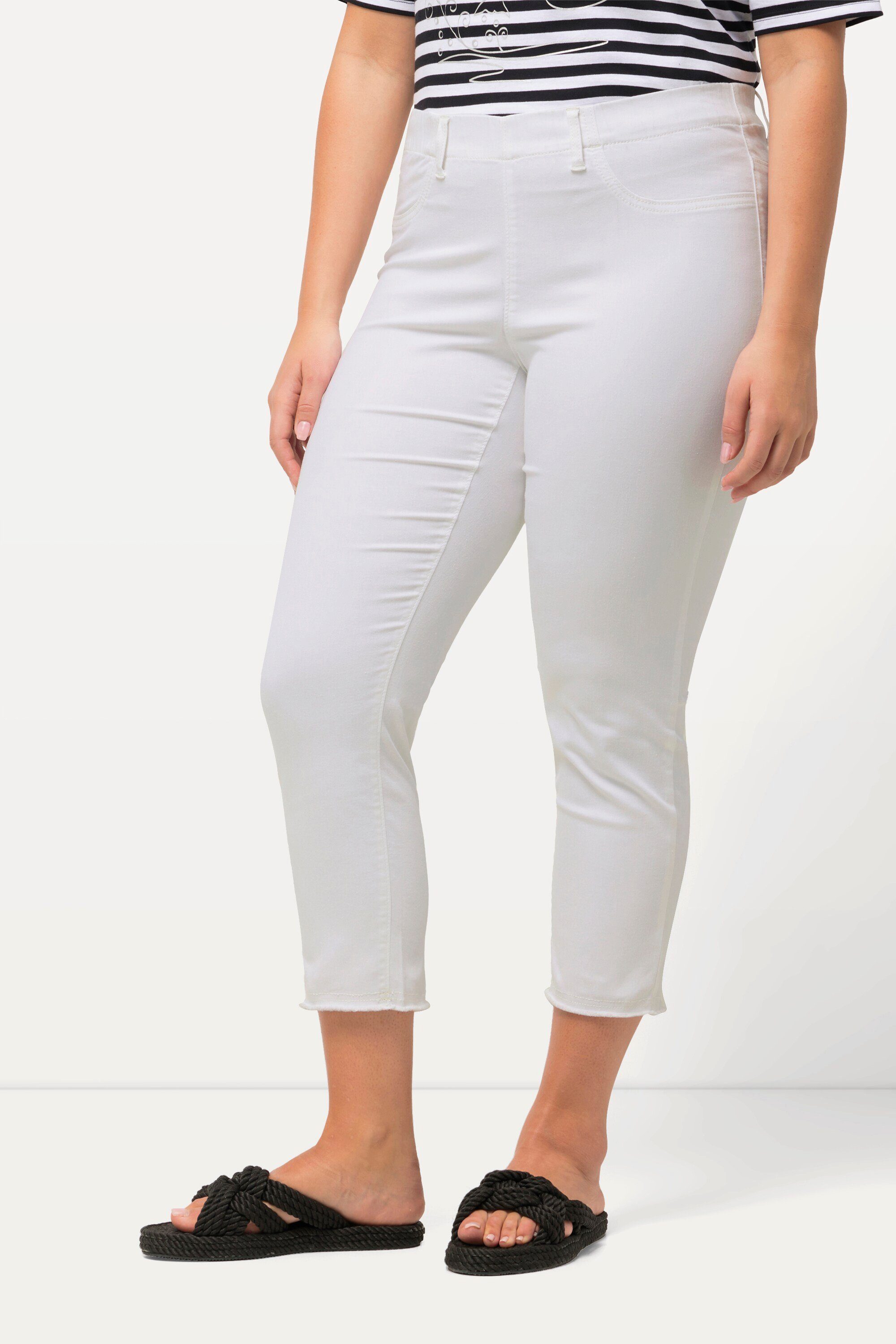 Ulla Popken 7/8-Hose 7/8-Hose Sienna Fransensaum schmales Bein