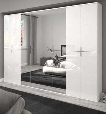 xonox.home Garderobenschrank ProjektX (Kompakt-Garderobe in weiß mit 6 Spiegeltüren, 91 x 193 cm) variable Inneneinteilung