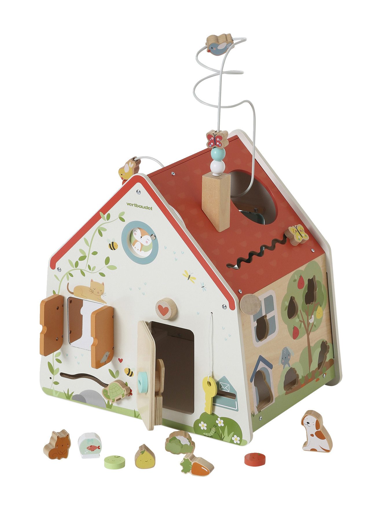 vertbaudet Lernspielzeug Baby Activity-Haus, Holz FSC®