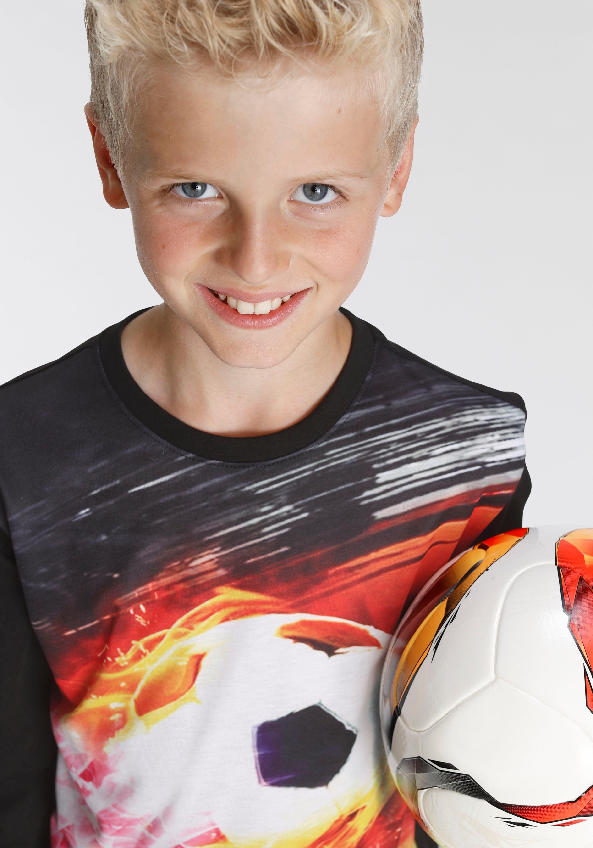 KIDSWORLD Langarmshirt FUSSBALL Langarm, Basic-Passform, bedruckt, Rundhalsausschnitt