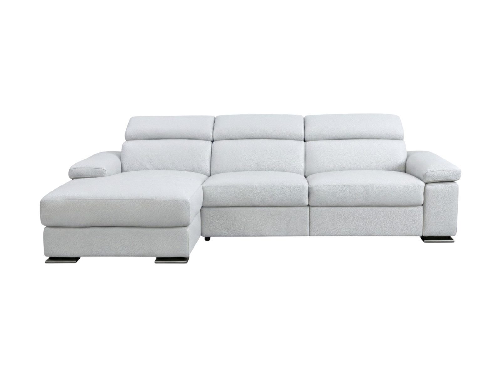 Villa Möbel Ecksofa Plutone, L-Form 1 Teile, Echtleder-Ecksofa mit Kopfteilverstellung fürs Wohnzimmer