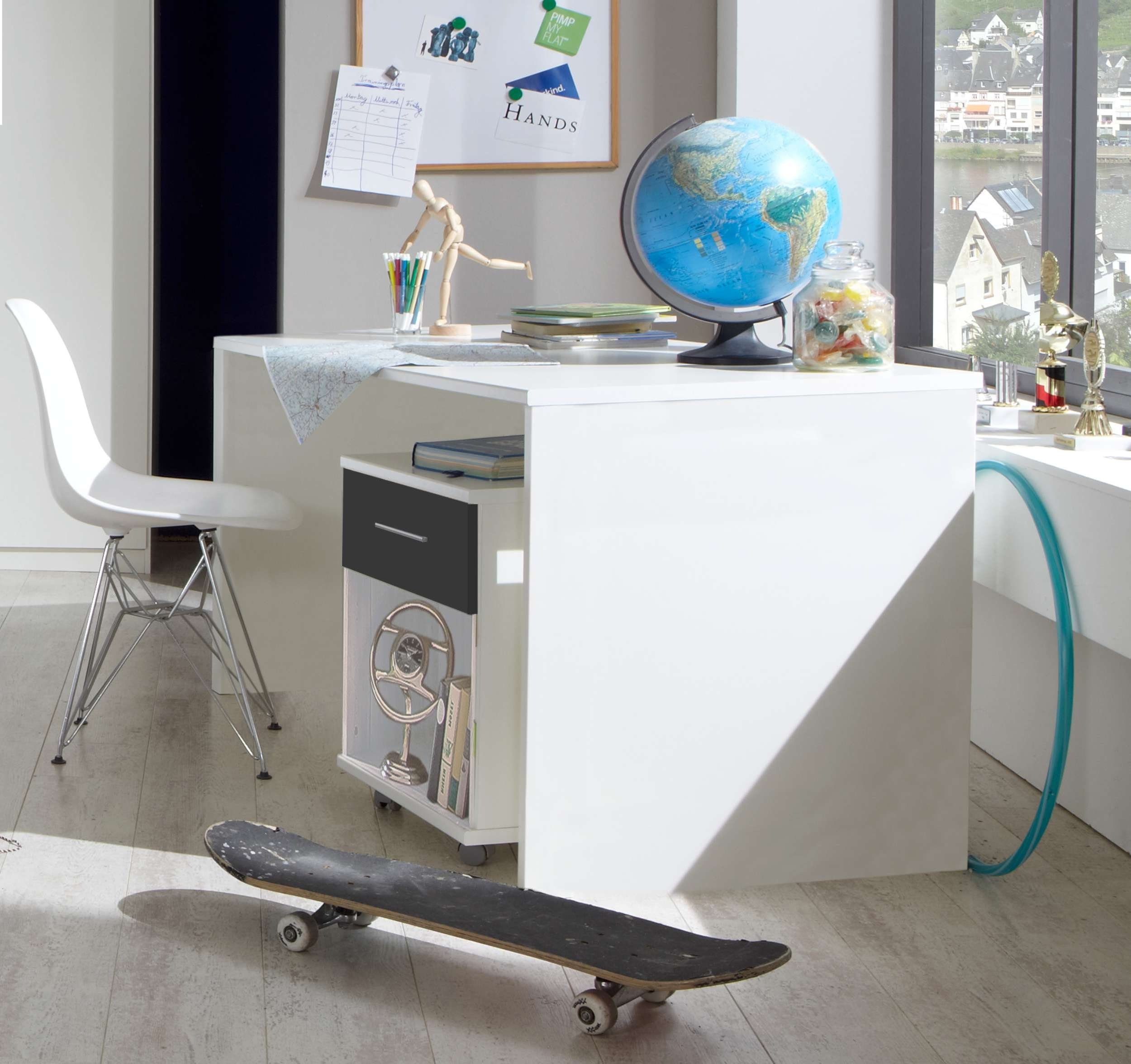 Modern für (Arbeitstisch, viel Computertisch), II Stauraum, Weiß Design Lio Kindertisch und Stylefy Jugend, Holzwerkstoff, aus Kinder