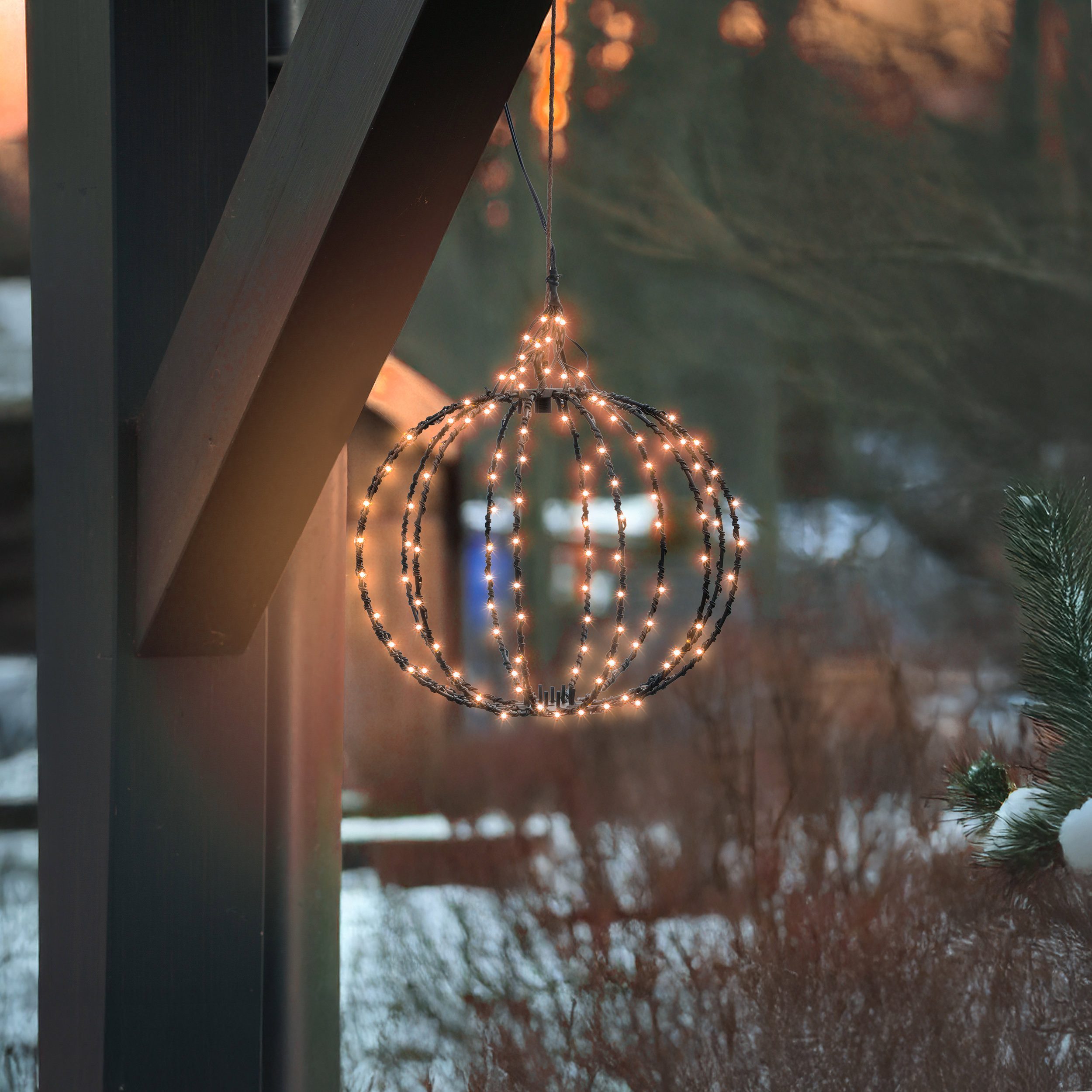 esotec LED Solarleuchte Weihnachtskugel Ø25cm 1800K 180 bernsteinfarbene LEDs aussen 103418, LED fest integriert