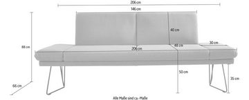 K+W Komfort & Wohnen Polsterbank Pego, Seitenteilverstellung, wahlweise in 206 oder 226cm