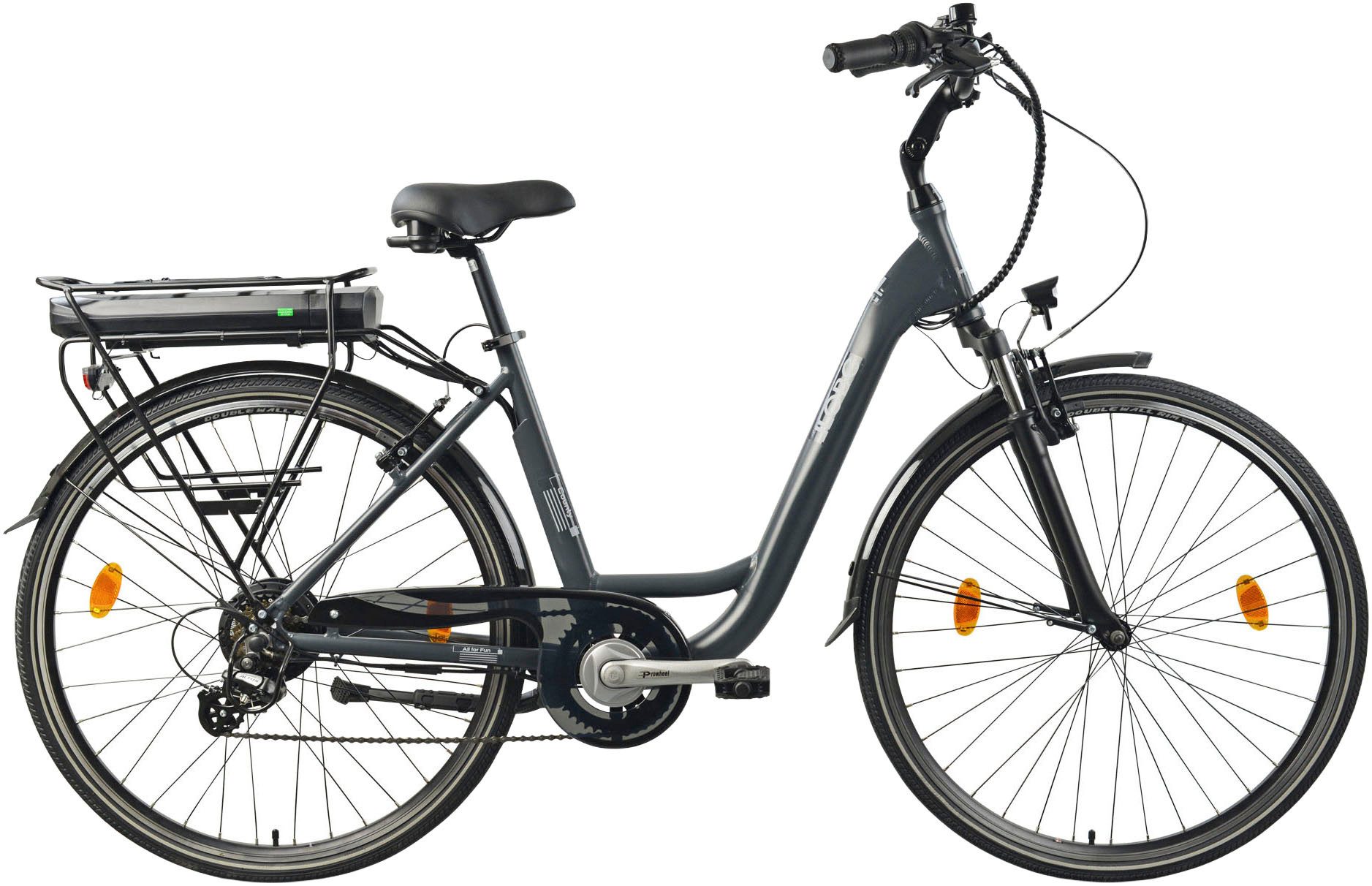 LLobe E-Bike Cityrad City E-Bike 28" County anthrazit, 7 Gang Shimano Altus Schaltwerk, Kettenschaltung, Heckmotor, 468 Wh
