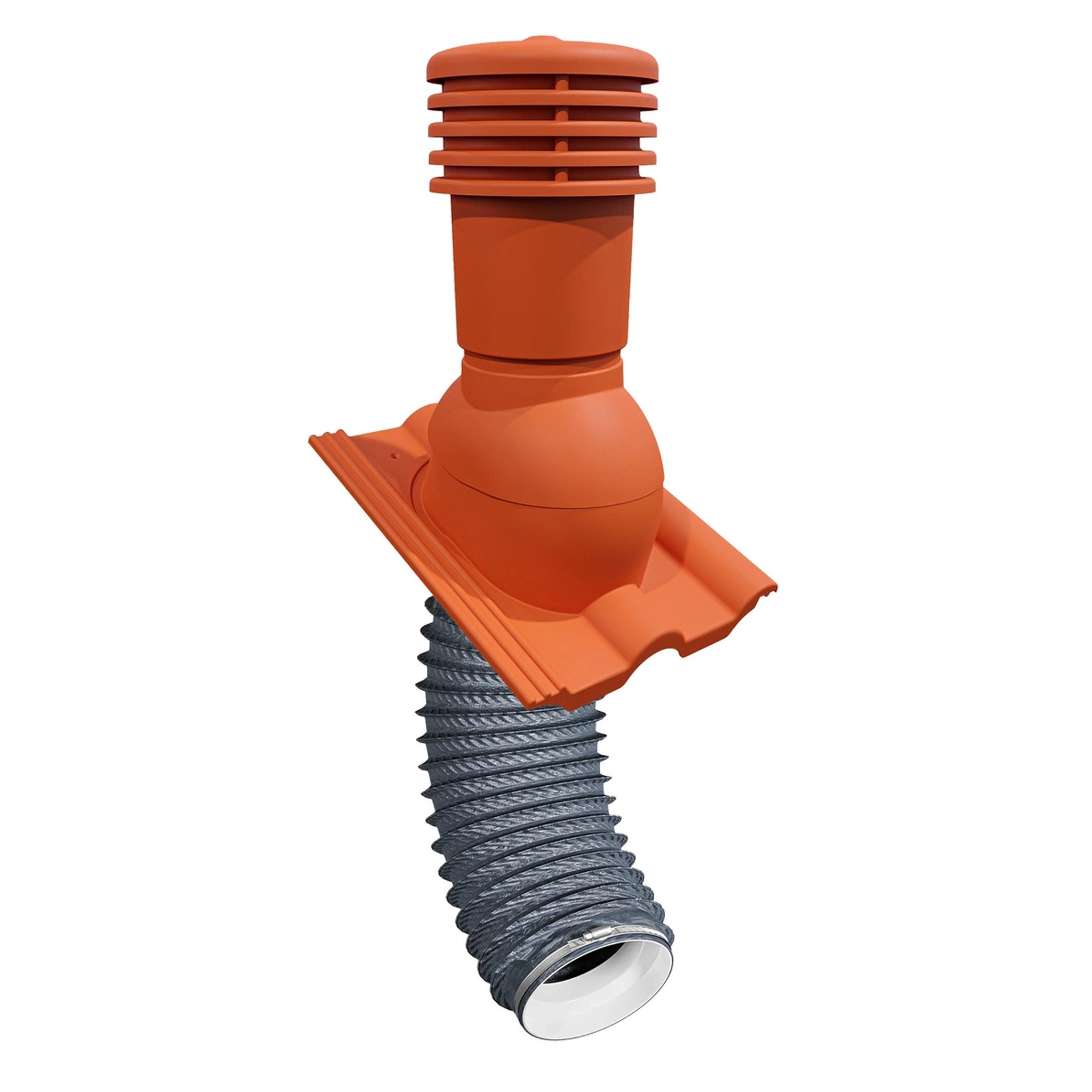 Bandloo Abluft-Set BANDLOO Set VENTOS X PLUS Dachlüfter 150mm Ziegelrot + Flexrohr Grau