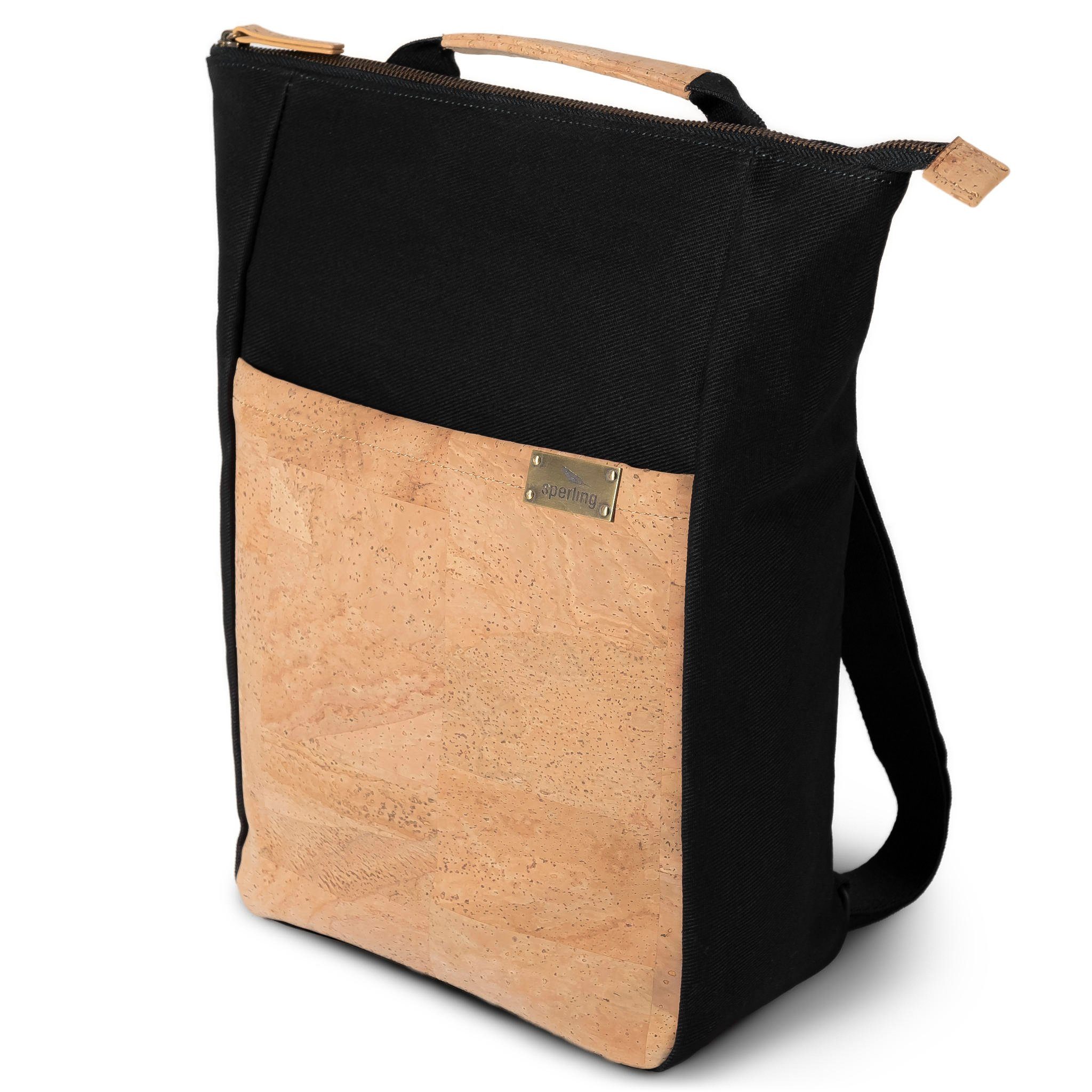 Sperling Bags Rucksack Triple, 2-in-1 Rucksack aus Kork und Bio-Baumwolle