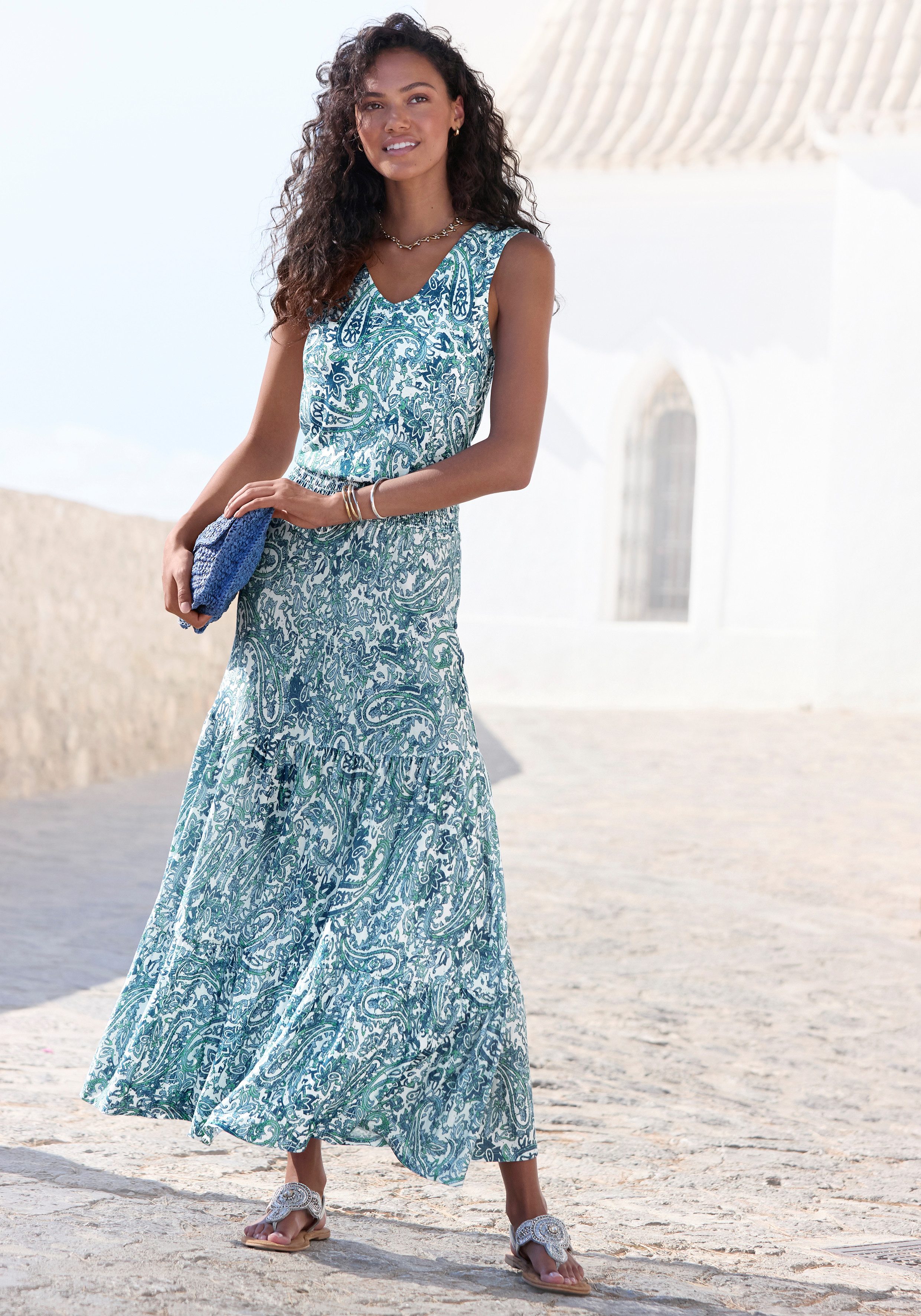 Buffalo Maxikleid mit Paisley-Druck, Sommerkleid, Volantkleid
