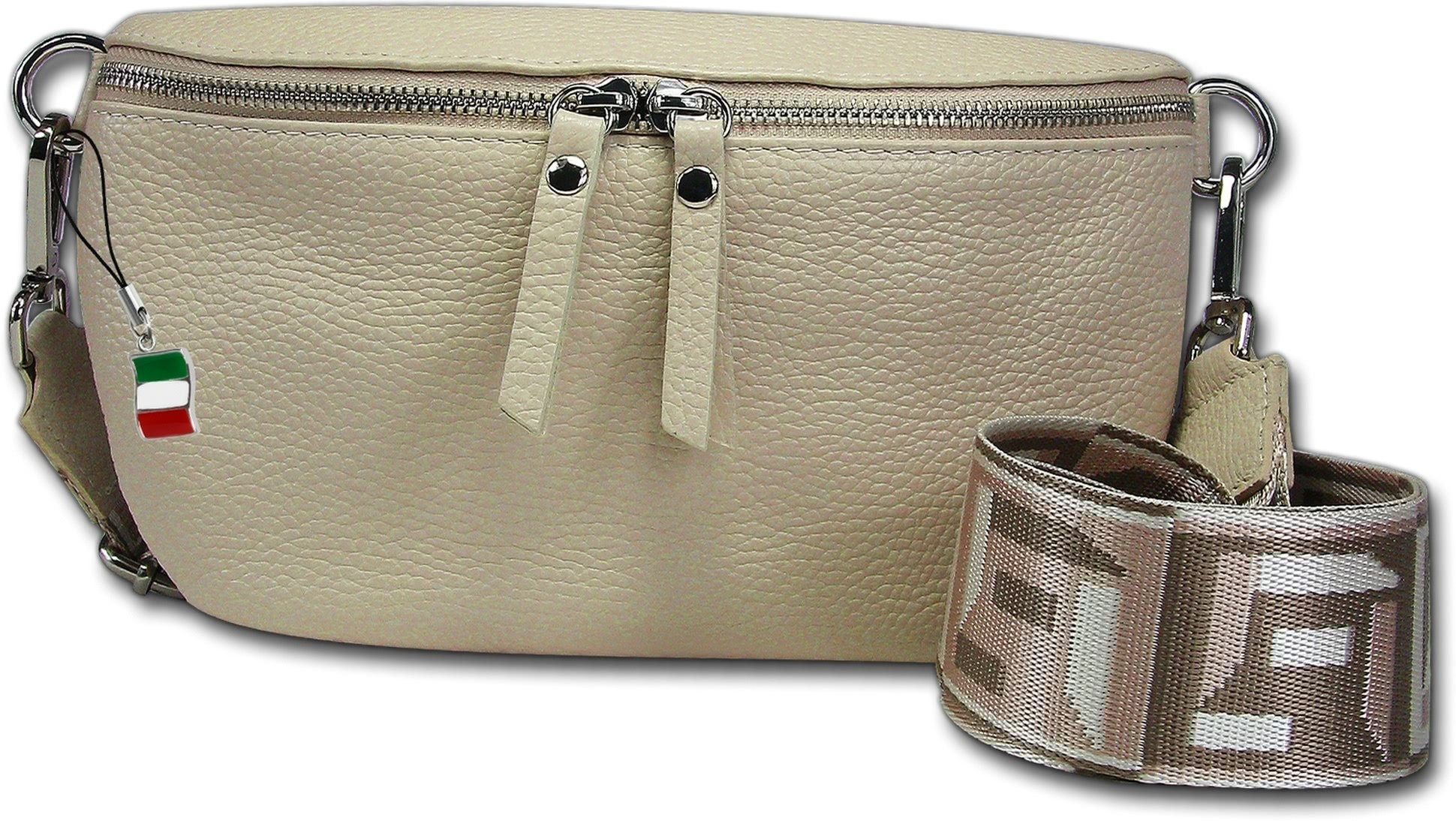 FLORENCE Gürteltasche Florence Echtleder Gürteltasche Damen (Gürteltasche, Gürteltasche), Damen Tasche Echtleder beige, mehrfarbig, Made-In Italy