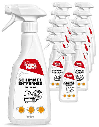 Silberkraft BugPower Schimmel Entferner Spray + Chlor Schimmelentferner (12-St. für Fliesen, Fugen, Wände & Decken + Aktivchlor)