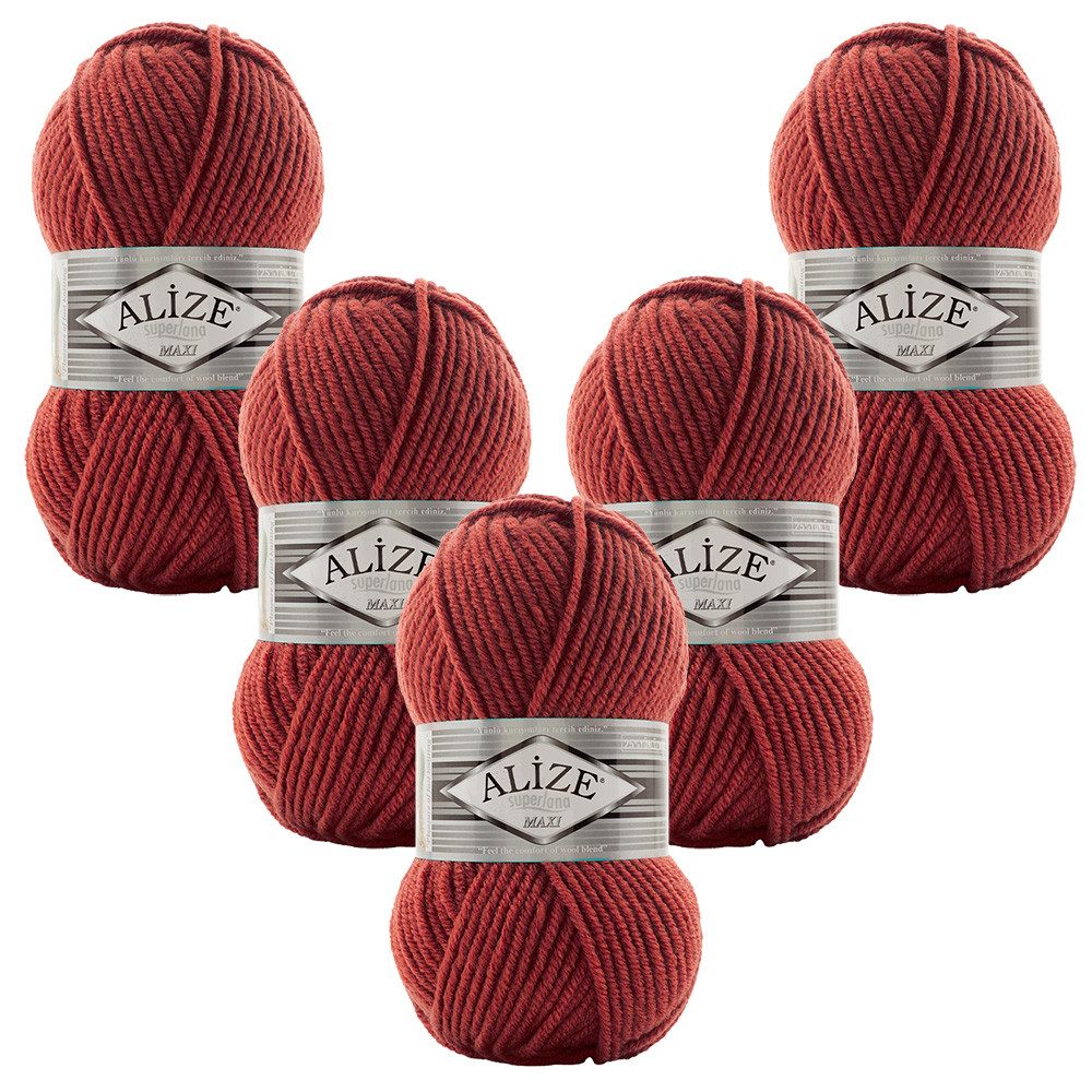 Alize 5 x ALIZE Superlana Maxi Häkelwolle, 100 m, Yarn,Handstrickgarn,Garn,Stickgarn