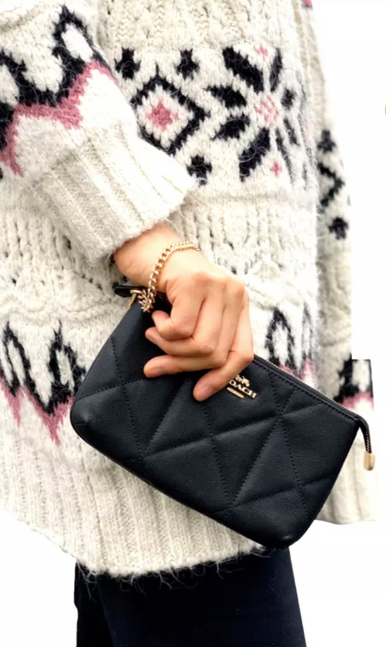 COACH Clutch Wristlet Leather Bag Handbag, 8 practical card slots for organization