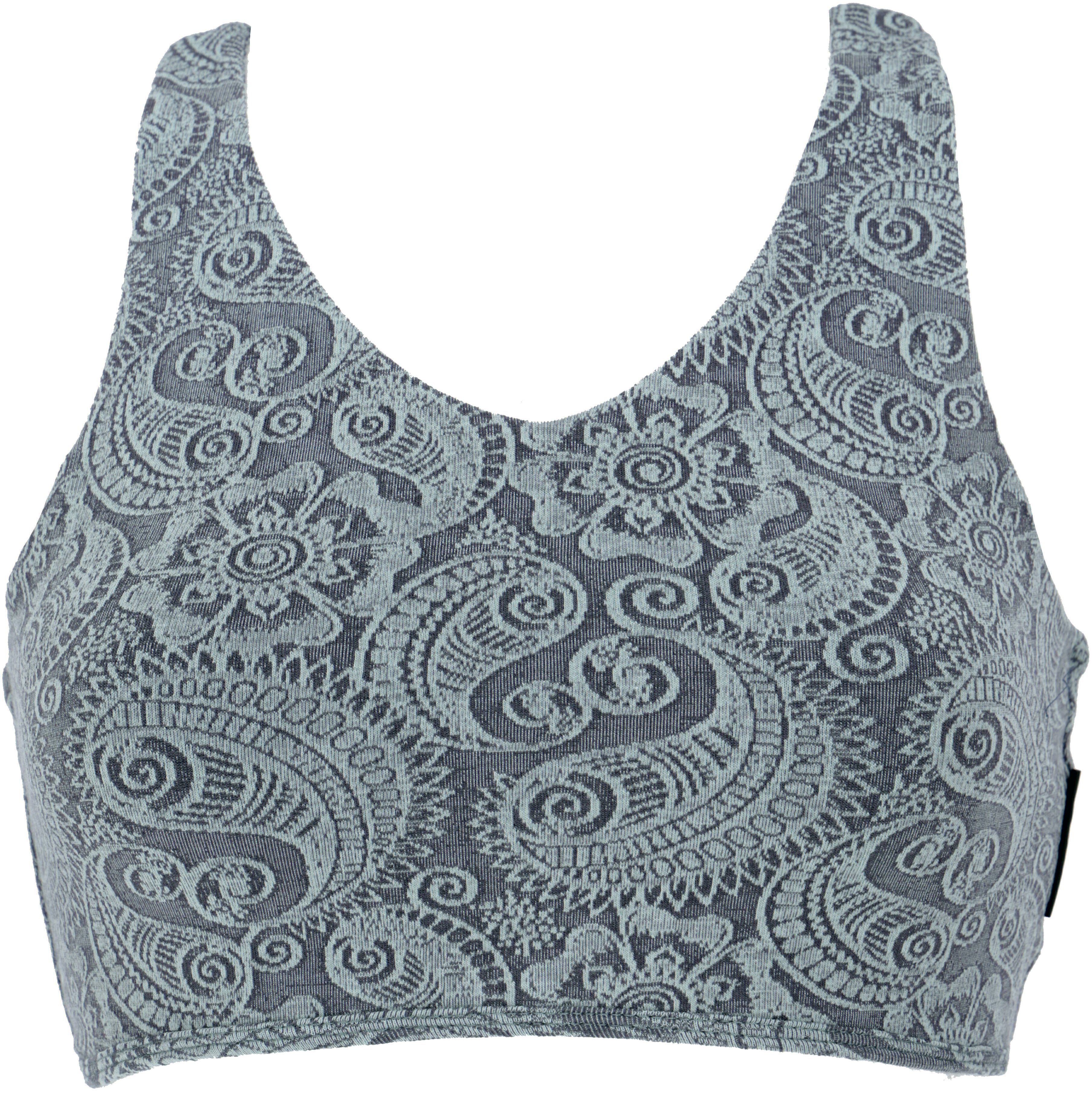 Guru-Shop T-Shirt Bauchfeies Top, Top Psychedelic, aus.. alternative aqua Ethno Top, Bra Yoga Festival, Style, Bekleidung