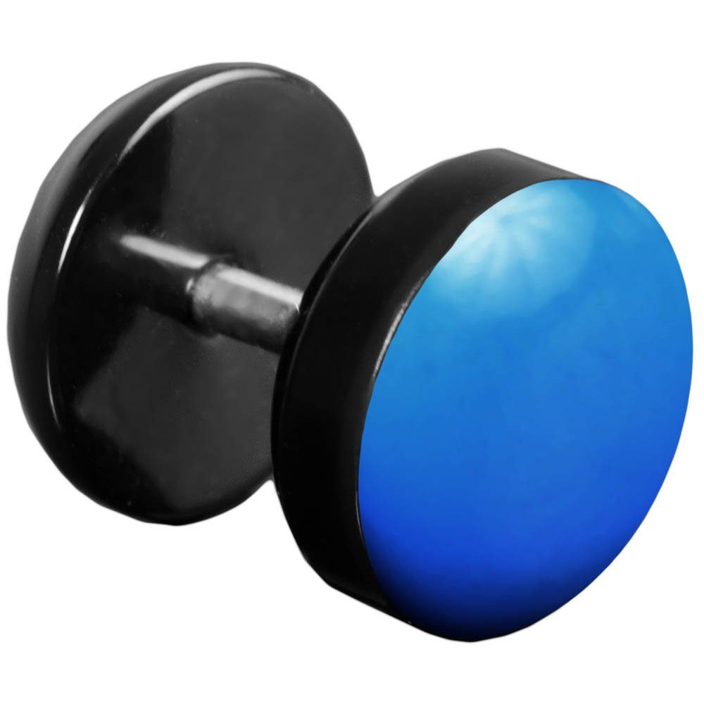 Acryl Fake-Ear-Plug emaillierter Edelstahl mit Blau farbig viva-adorno Stück schwarz, 1 Ohrstecker Front