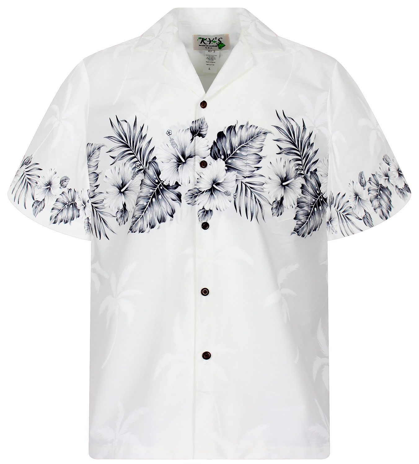 KY's Hawaiihemd Hibiscus Brustdruck Original Hawaiihemd günstig online kaufen