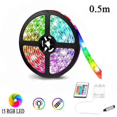oyajia LED-Streifen 5m/2m LED-Lichterketten, 5050 RGB LED Streifen mit IR Fernbedienung, LED-Streifen mit 16 Millionen Farben