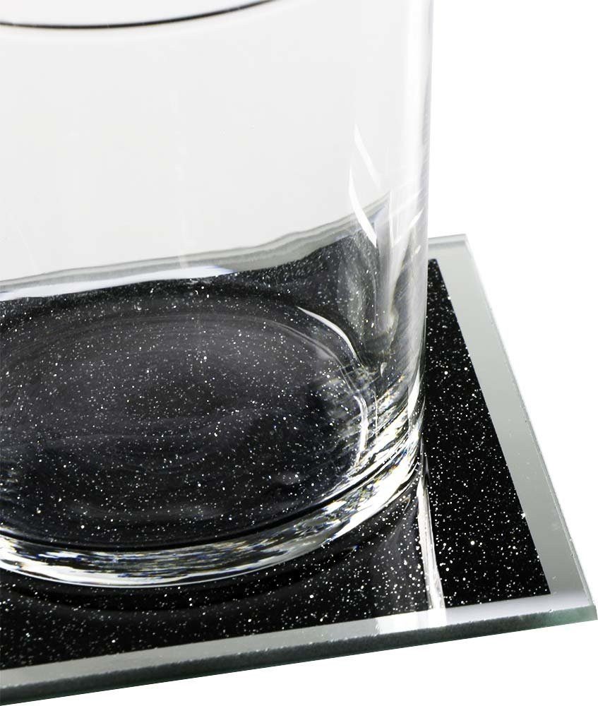 Dekonaz mit Kristallsandmuster, 10cm Schwarz, Untertasse Wasseruntersetzer