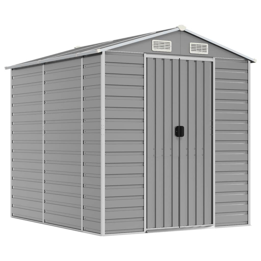 vidaXL Garten-Geräteschrank 191 x 215 x 198 cm Gerätehaus Hellgrau 191x215x198 cm Verzinkter Stahl