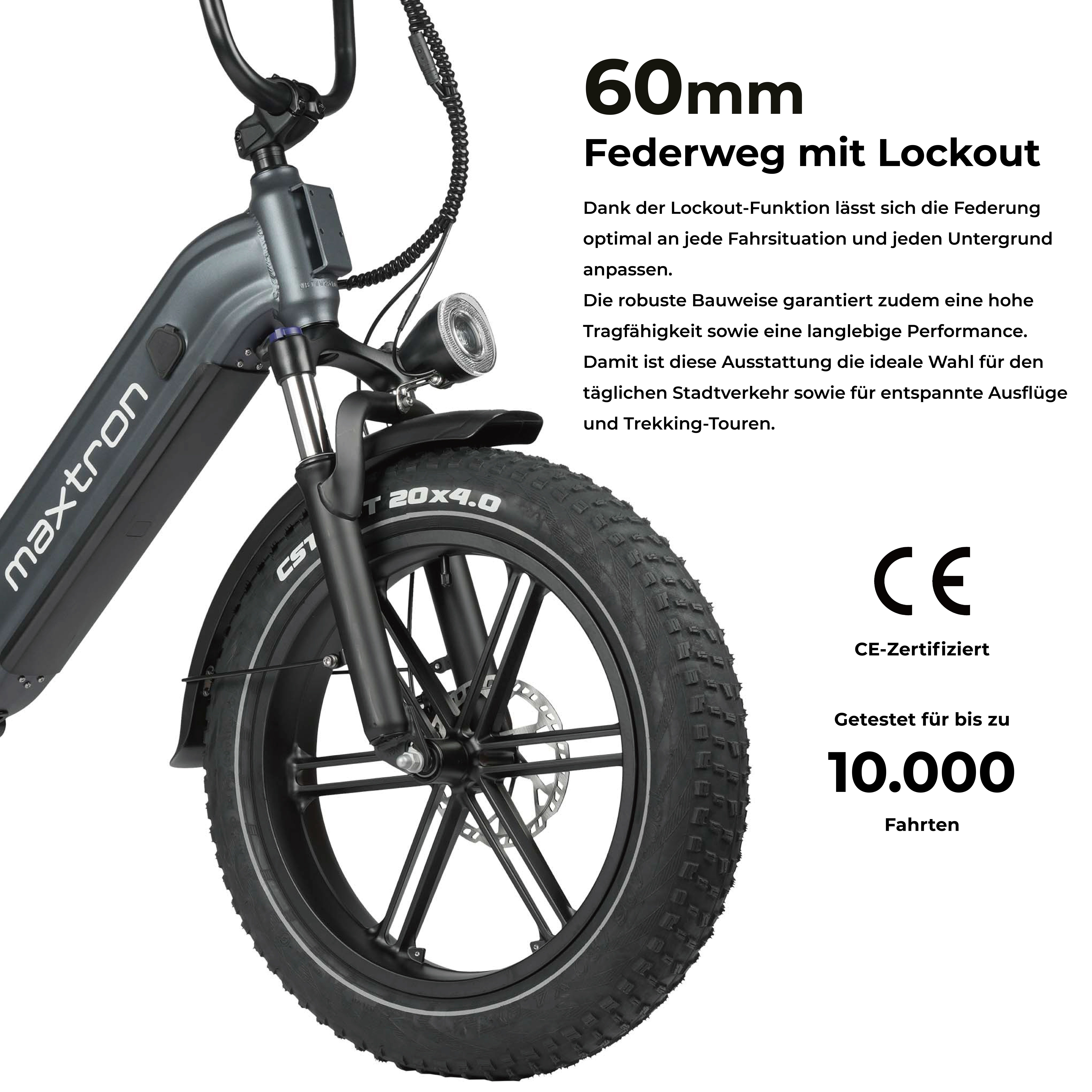 Maxtron E-Bike Crossrad Maxtron Camel E-Bike compactbike, 7 Gang Shimano, Kettenschaltung, Heckmotor, 864 Wh, (Packung), 20-Zoll-Fettreifenfahrrad mit Vorder- u – Bild 5 von 5