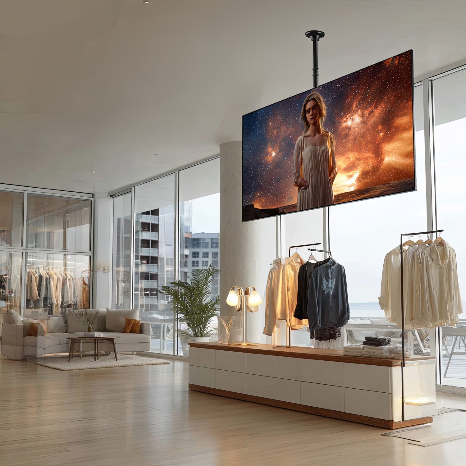 Maclean TV-Deckenhalterung MC-803 23" bis 100" Zoll, (bis 100,00 Zoll, Universal TV Deckenhalterung 23"-100" bis 50kg)