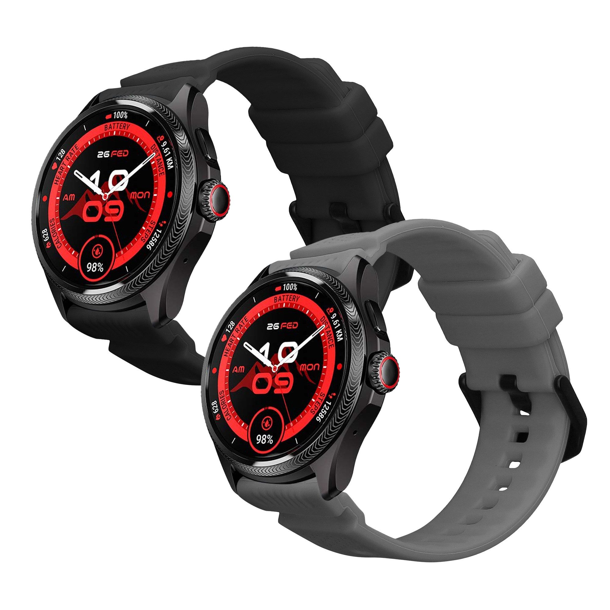 kwmobile Smartwatch-Armband 2x Uhrenarmband für Ticwatch Pro 5 Enduro / Pro 5 / Atlas / iTouch Air, Fitnesstracker Band Set aus TPU Silikon - Ersatzarmband Smartwatch