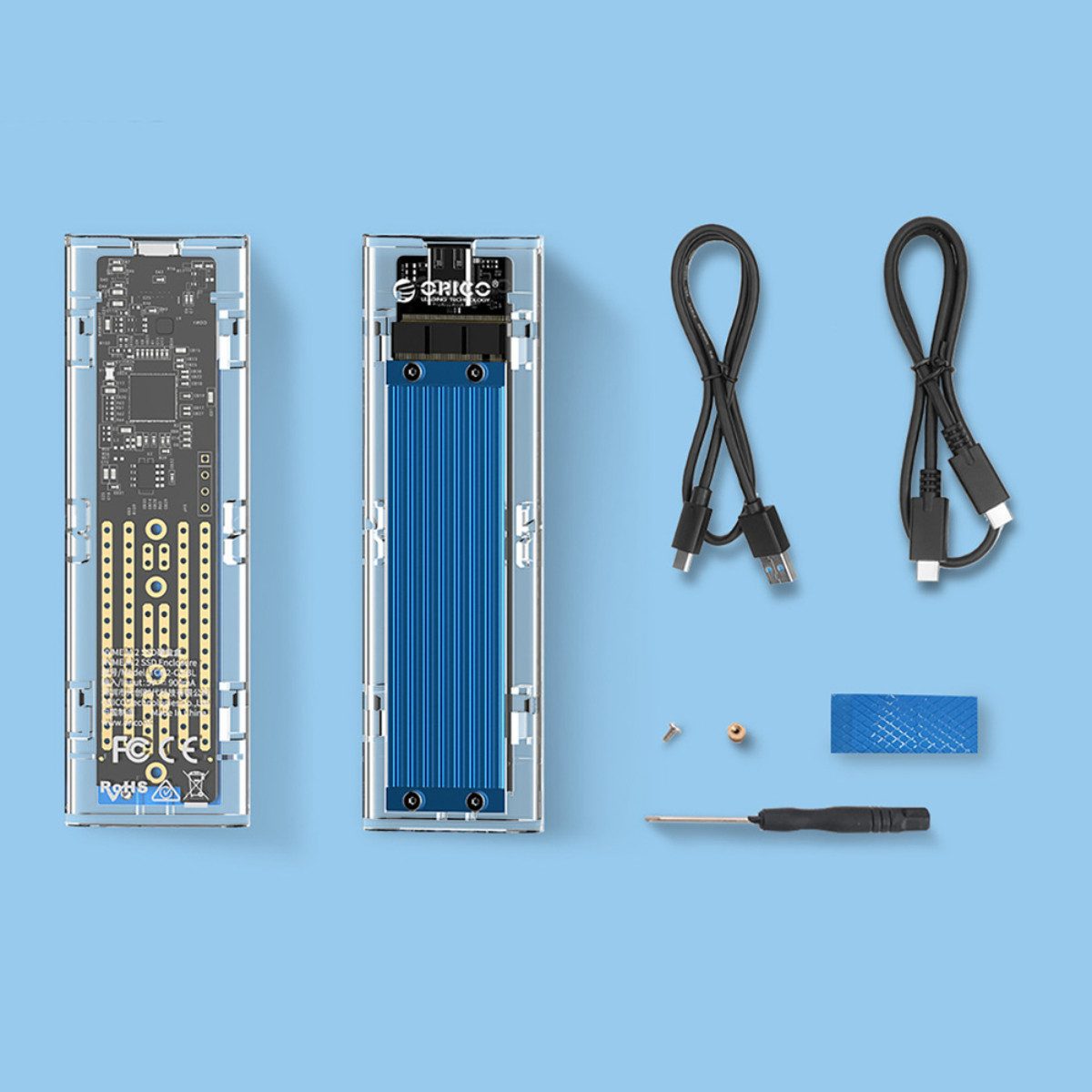 ORICO Festplatten-Gehäuse TCM2-C3, 10 Gbit Highspeed mit LED Anzeige und effizienter Kühlung