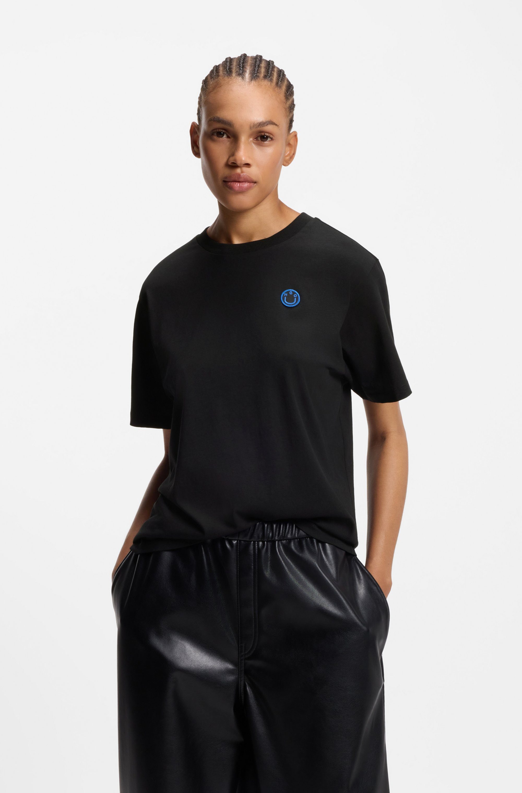 HUGO Blue T-Shirt Vintage Tee mit Logo-Badge