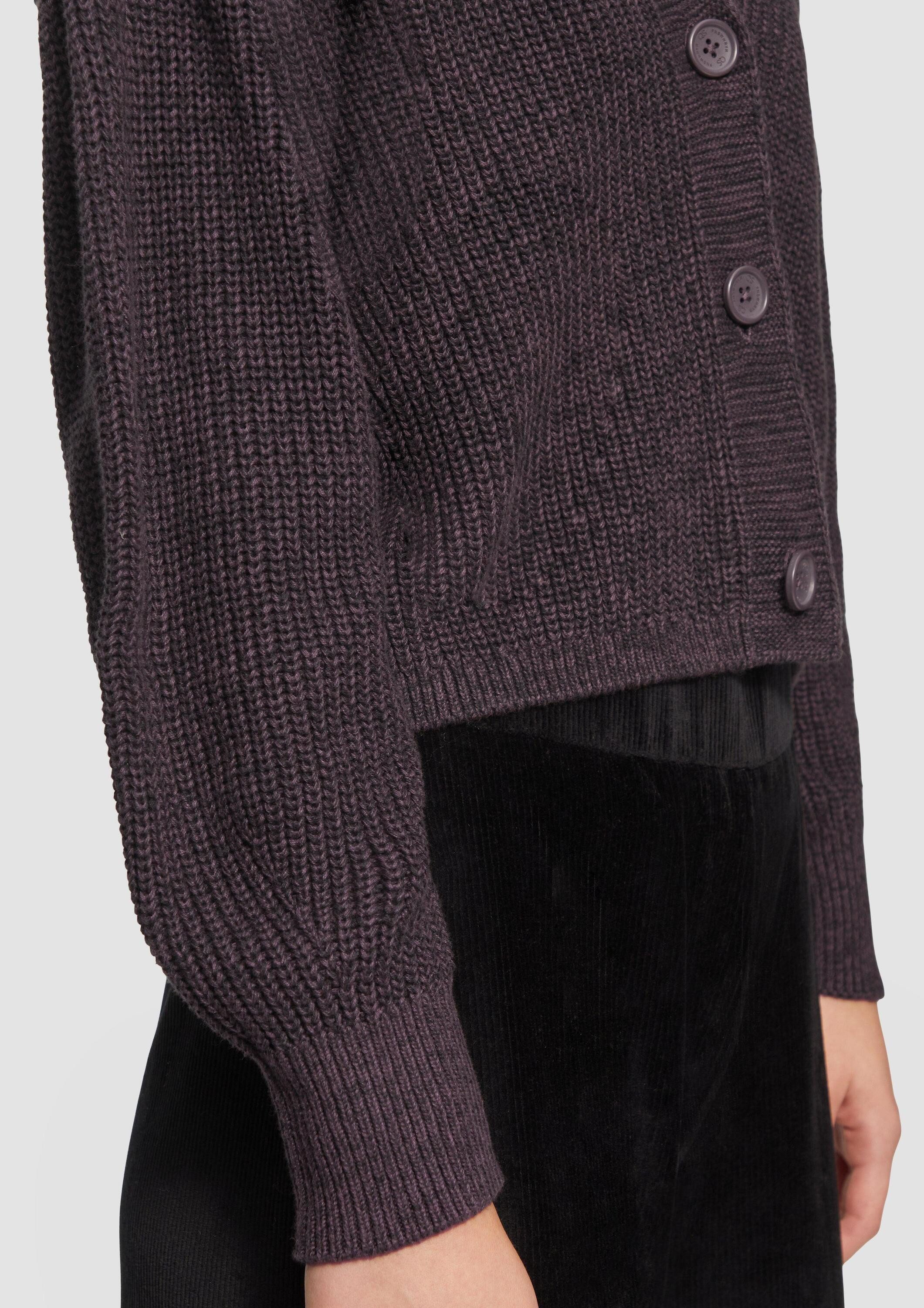 QS Cardigan Strickjacke Kurze Strickjacke aus Baumwollmix mit Knöpfen