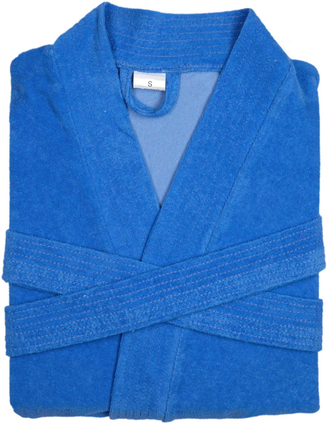 framsohn frottier Damenbademantel Kimono-Kragen, Reisebademantel Kurzform, Jersey, Azur Gürtel, besonders leicht, Jersey