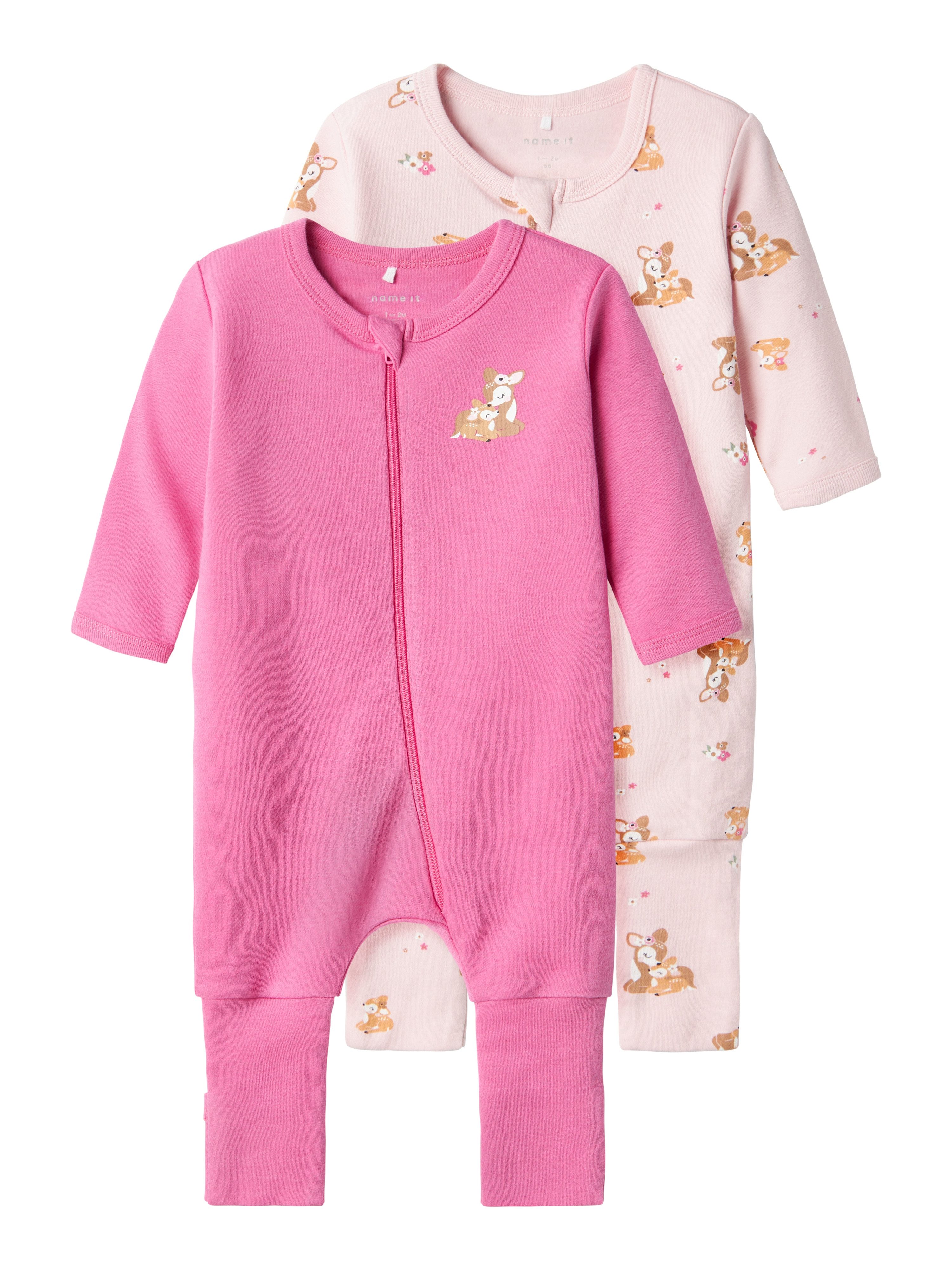 Name It Schlafanzug NBFNIGHTSUIT 2P ZIP FF ROSE DEER NOOS (Packung, 2 tlg)