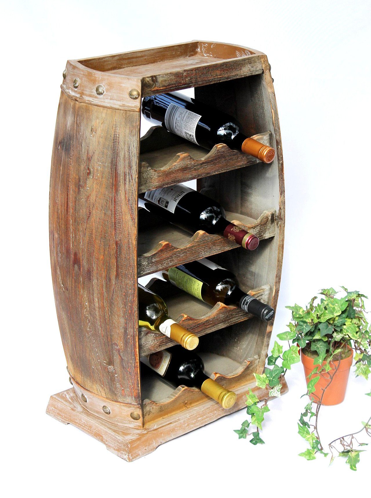 DanDiBo Weinregal »Weinregal Holz Weinfass 1549 Bar Flaschenständer 70 cm  für 13 Fl. Regal Fass Holzfass« online kaufen | OTTO