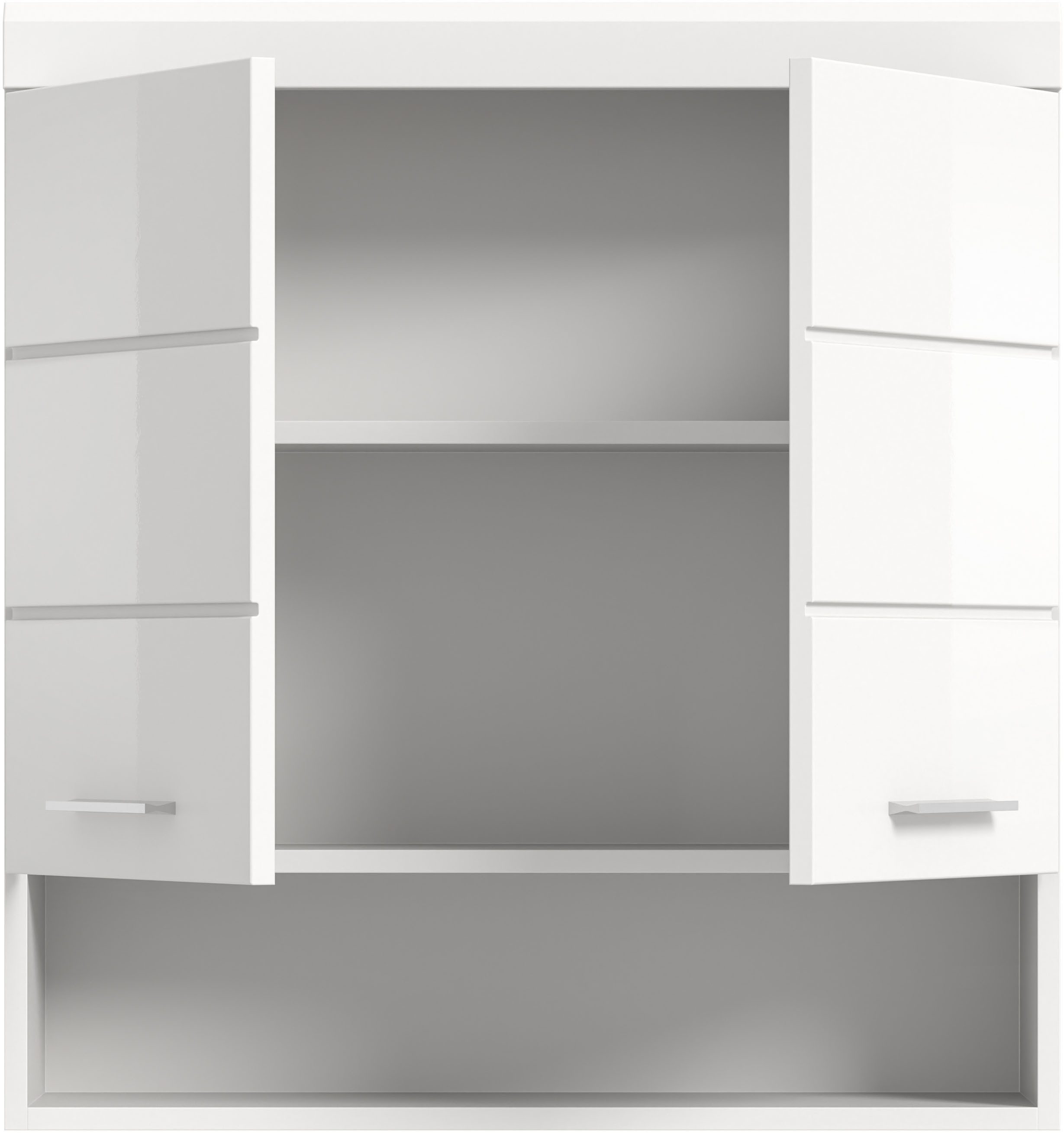 welltime Hängeschrank SIENA, Breite 74cm, 2 Türen, 1 offenes Fächer, MDF-Front (TOPSELLER) in verschiedenen Farben erhältlich, Badmöbel, Badschrank, Schrank, Bad