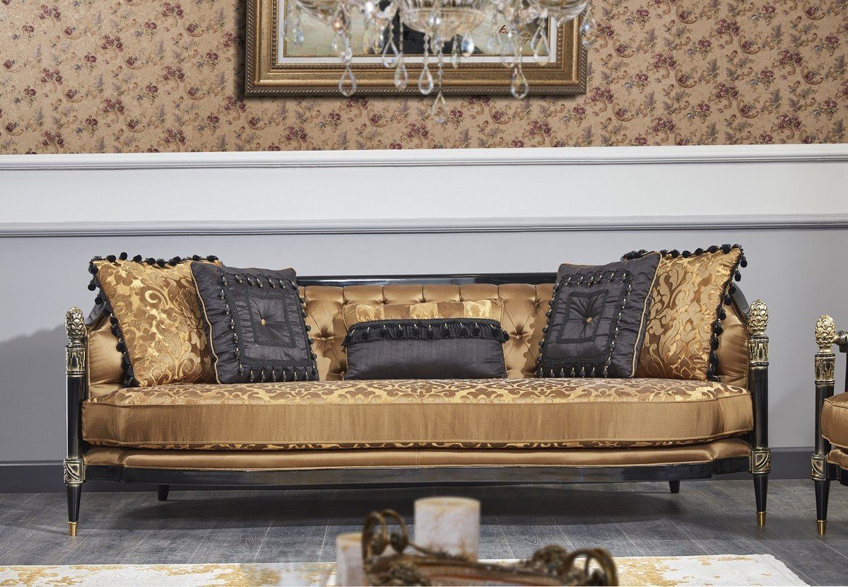Gold - Qualität & Couchtisch Luxus & Casa Prunkvolle Set Beistelltisch Sessel Sofa Padrino 1 - 1 / Luxus Barock 1 Schwarz Barock Möbel Couchtisch 2 - &