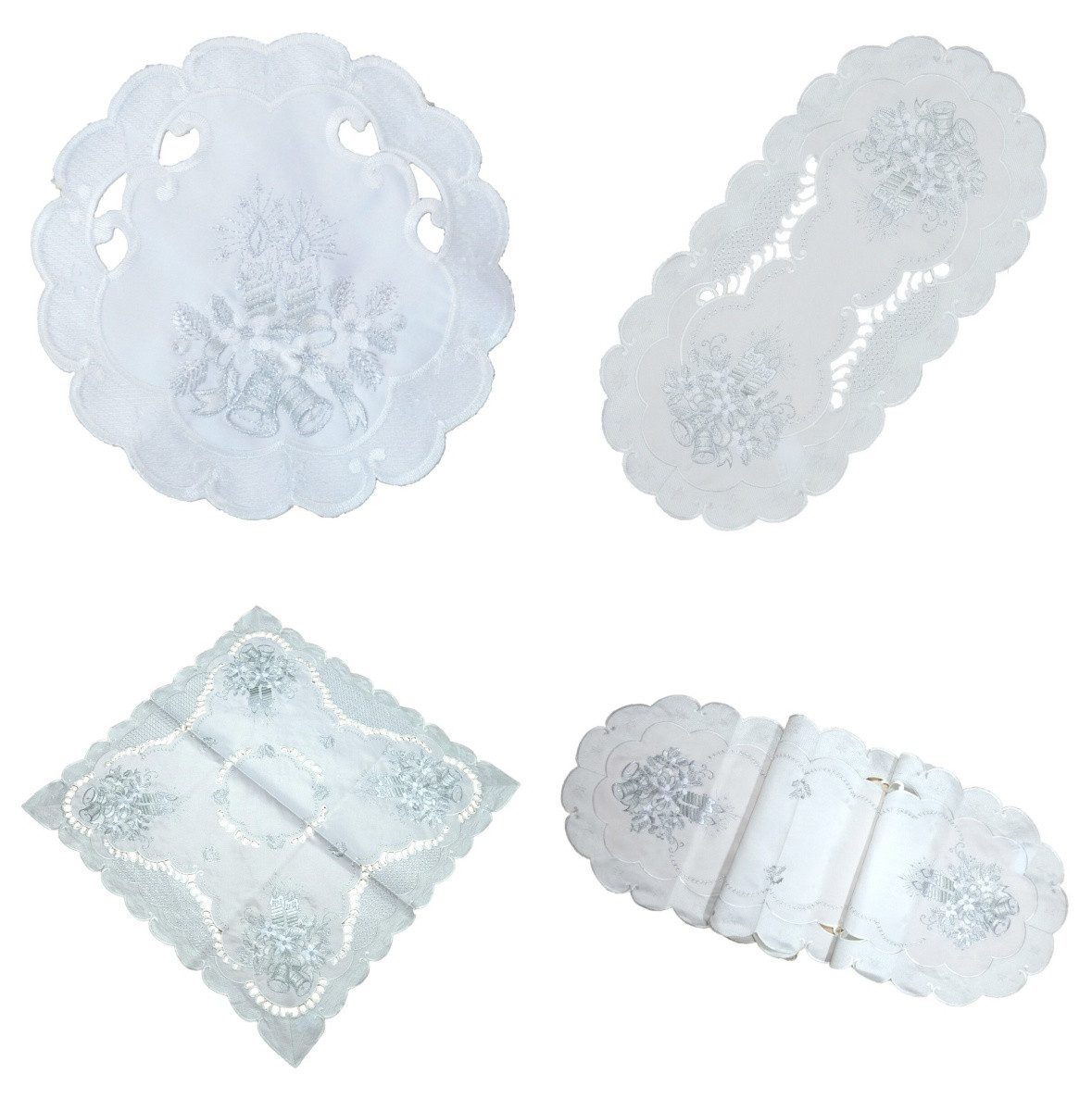 Westernlifestyle Tischdecke Weiss silber bestickte Weihnachtsdecken