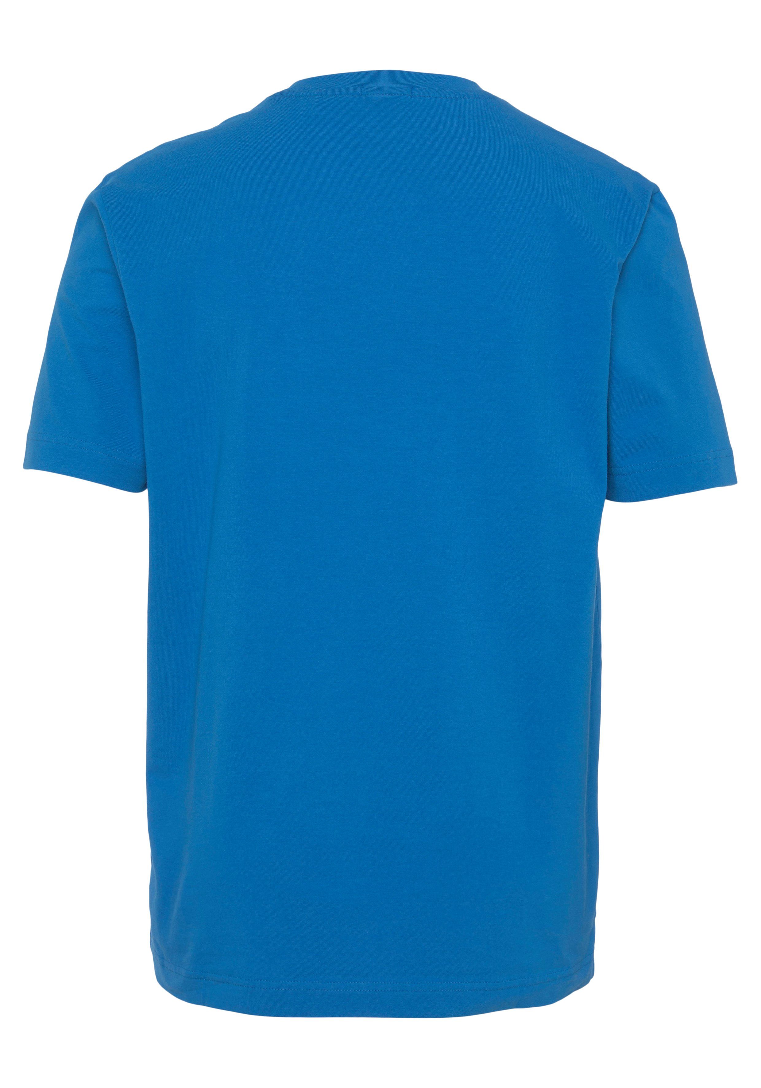 BOSS Brust mit open auf der BOSS-Logodruck ORANGE Kurzarmshirt TChup blue