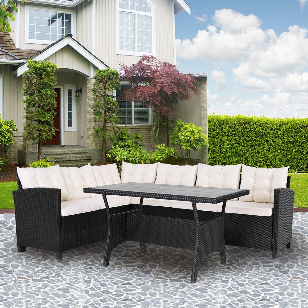 Casaria Gartenlounge-Set, (17-tlg), Polyrattan WPC Esstisch günstig online kaufen