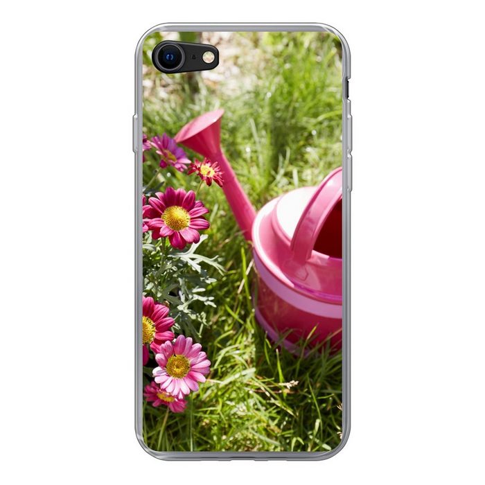 MuchoWow Handyhülle Blumen - Gießkanne - Rosa Handyhülle Apple iPhone 7 Smartphone-Bumper Print Handy Schutzhülle
