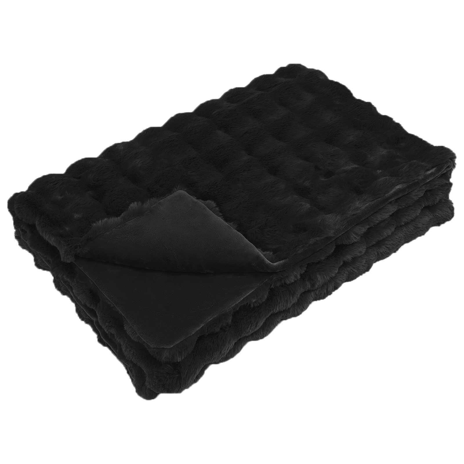 Wohndecke 150 x 220 cm Wohndecke Kunstfell Schwarz 150x220 cm Polyester für gemü, vidaXL