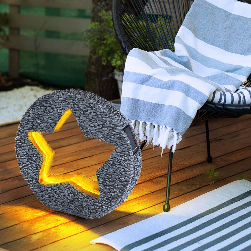 goldfarben LED-Leuchtmittel für Gartenleuchte, verbaut, Gartendeko Solarleuchte Tischdeko etc-shop Solarleuchte fest Warmweiß, Außen