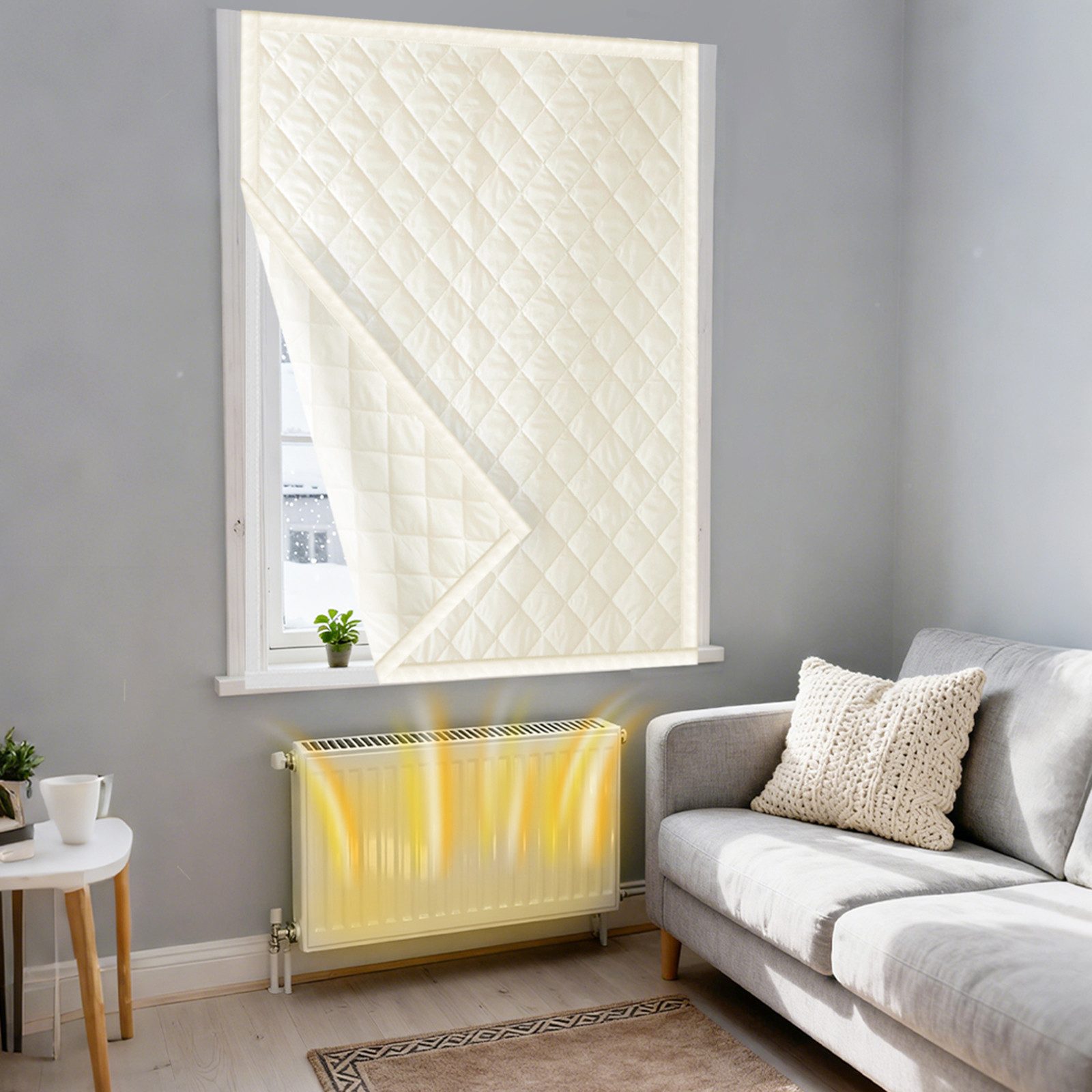 Jibenhome Vorhang Winterisolierter Vorhang mit Magic Tape,Thermovorhang (1 St), abdunkelnd, für Wohnzimmer und Schlafzimmer, Winter und Sommer