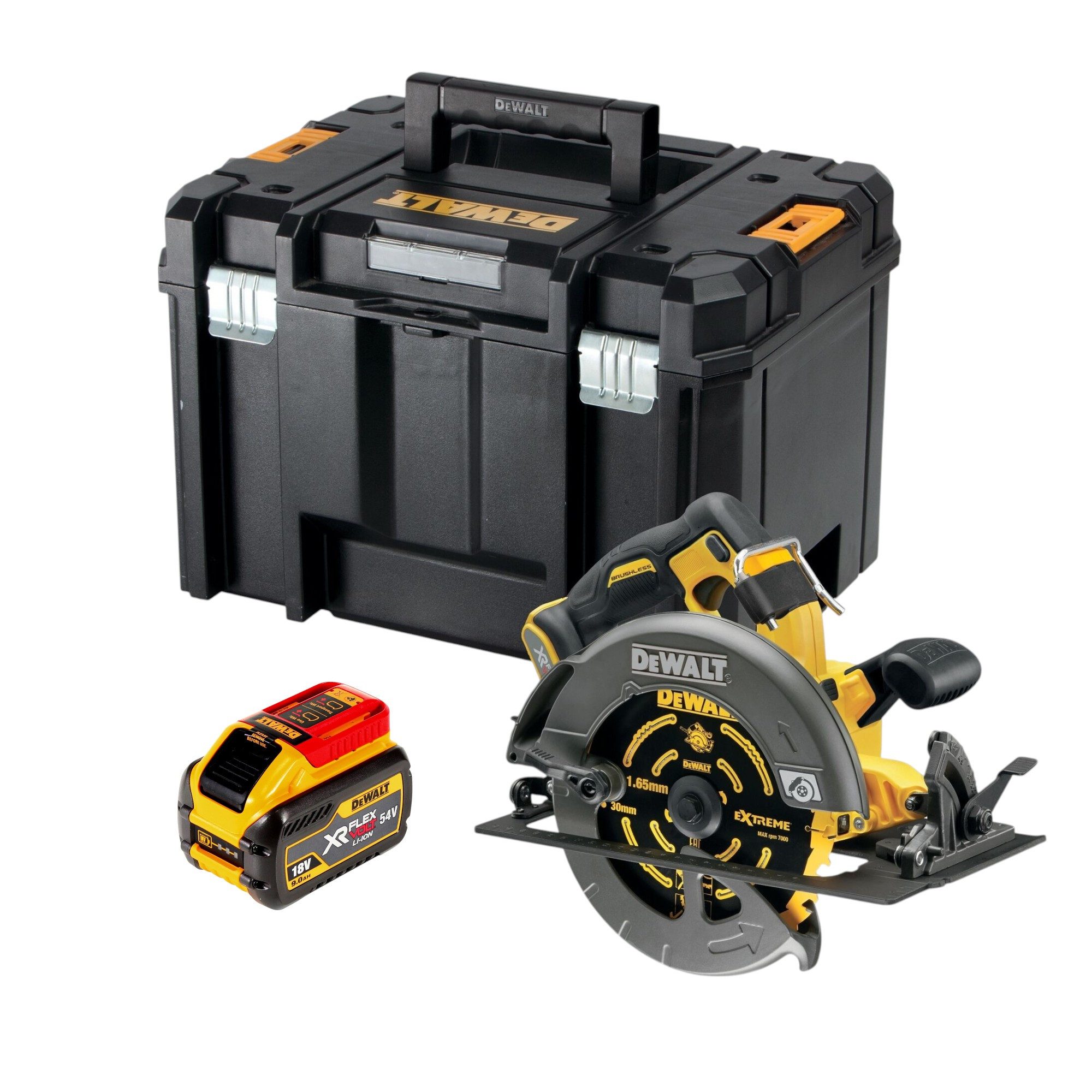 DeWalt Kompakt-Handkreissäge DCS 578 NT Akku Kreissäge 54V 190 mm Brushless + 1x Akku 9 Ah + TSTAK