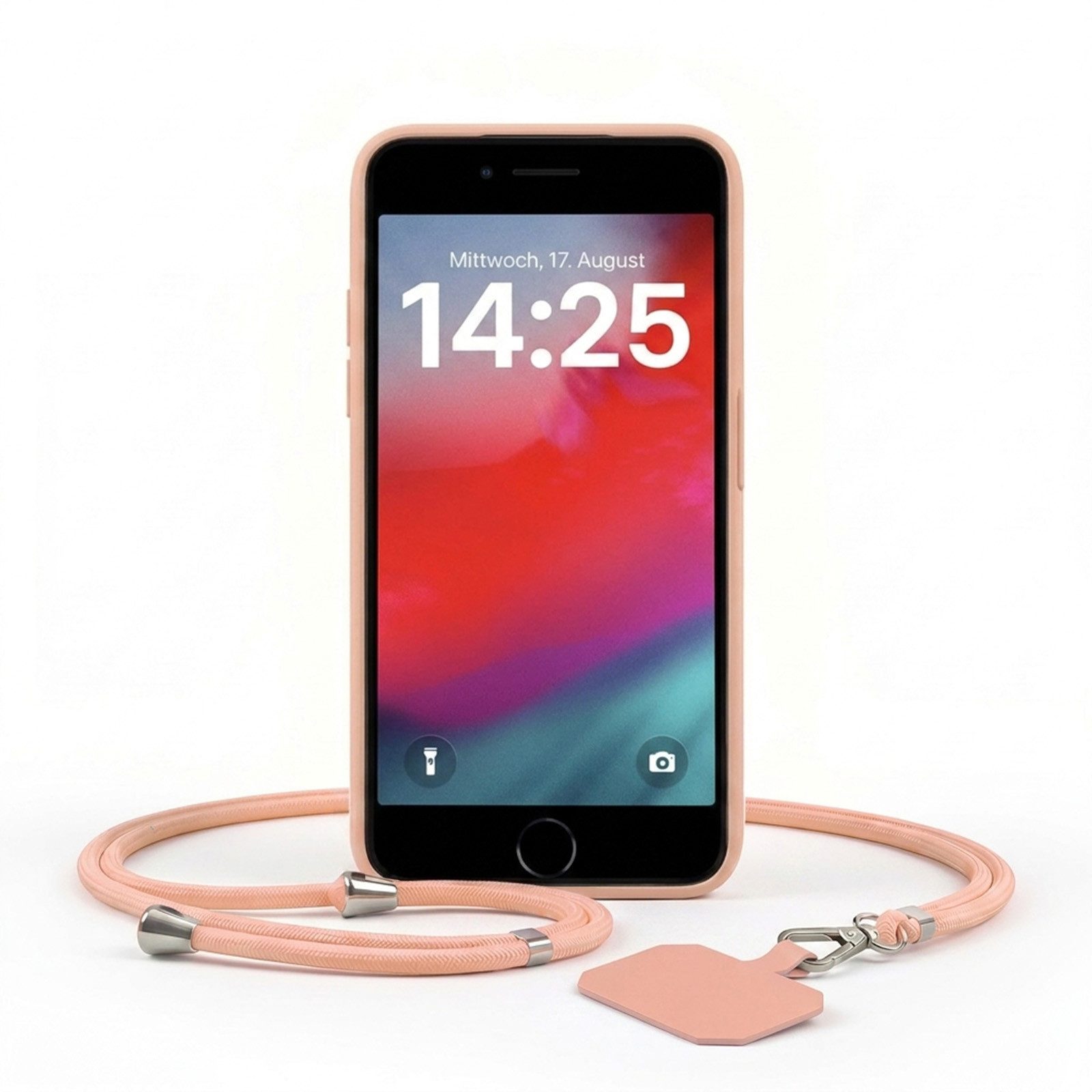 Handyhülle SoftGrip Cover Hülle mit Trageband für Apple iPhone 7/8/SE 2020 4.7 Zoll, 4.7, Handy Case Kameraschutz mit Handykette Handyband Umhängeband Lanyard