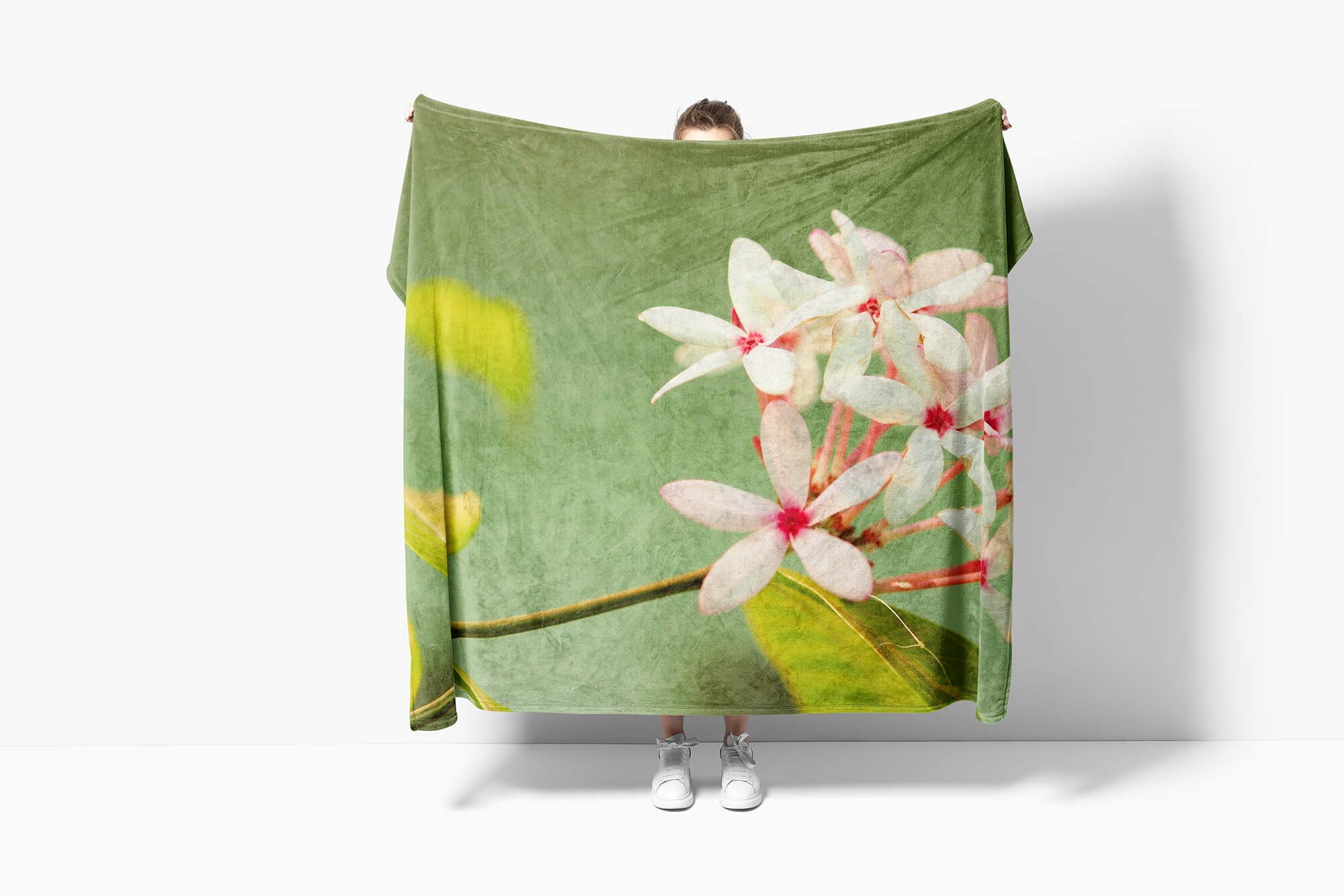 Sinus Art Handtücher Kuscheldecke Blüten Saunatuch Strandhandtuch mit Handtuch Baumwolle-Polyester-Mix Frühling Handtuch (1-St), Fotomotiv Bl