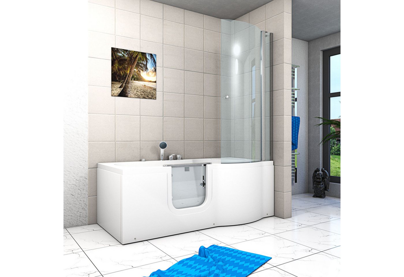 Thumbnail - AcquaVapore Komplettdusche Seniorendusche Sitzwanne Tür S12D-EH-AIR-L-ALL 170x85cm, Sicherheitsglas ESG, inklusive Dusch...