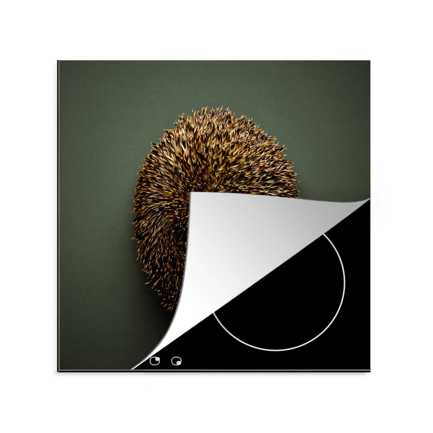 MuchoWow Herdblende-/Abdeckplatte Igel - Grün, Arbeitsplatte für Braun Ceranfeldabdeckung, küche Vinyl, - tlg), 78x78 cm, (1