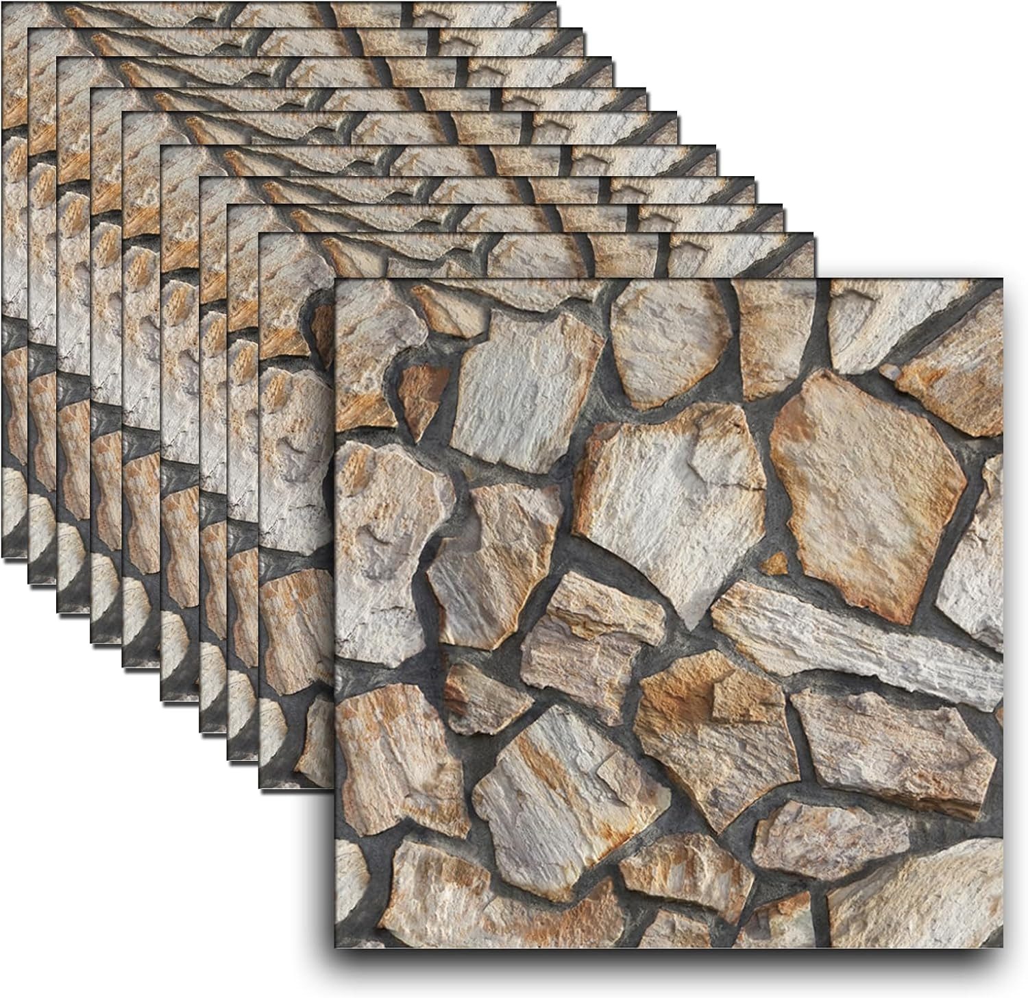 BlingBin 3D Wandpaneel 10 Stück 3D Selbstklebend Wandpaneele 30 × 30 cm Wandplatte, (10 Stück, 10-tlg., 30x30cm jeweils) 3D Wandpaneele für Wohnzimmer,Schlafzimmer,Küche